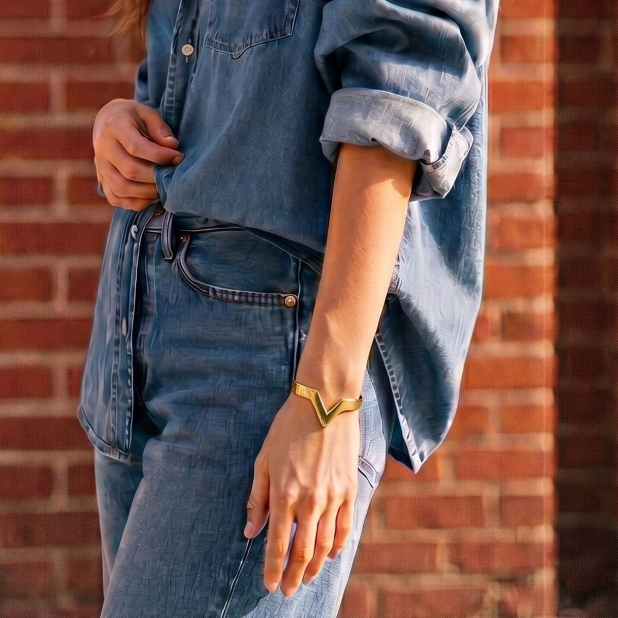 Adjustable Brass Open V-Shaped Cuff Bracelet - Nyeupe Ecodunia