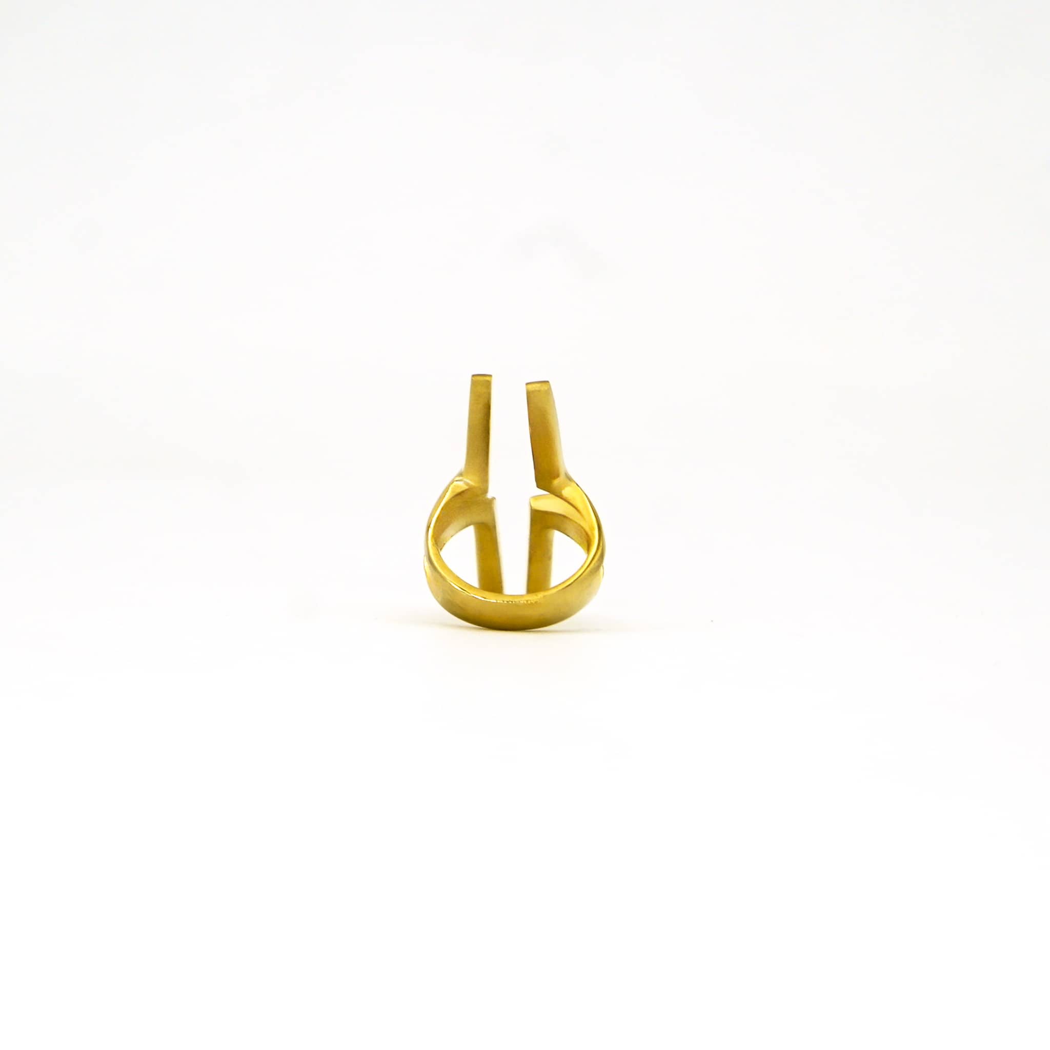 Adjustable Brass Parallel Double Bar Ring - Simba