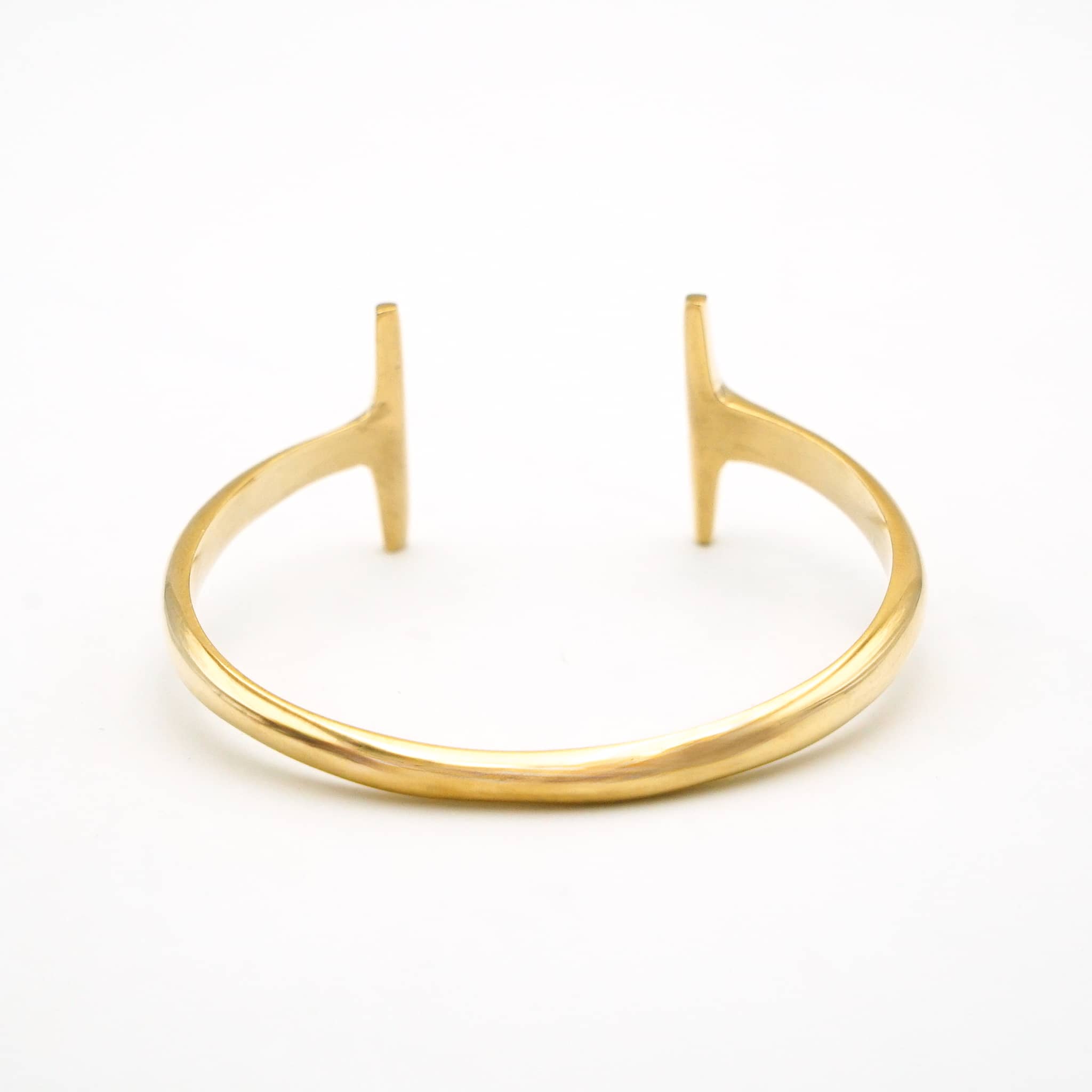 Adjustable Double T Wrap Around Cuff Bangle in Brass - Simba