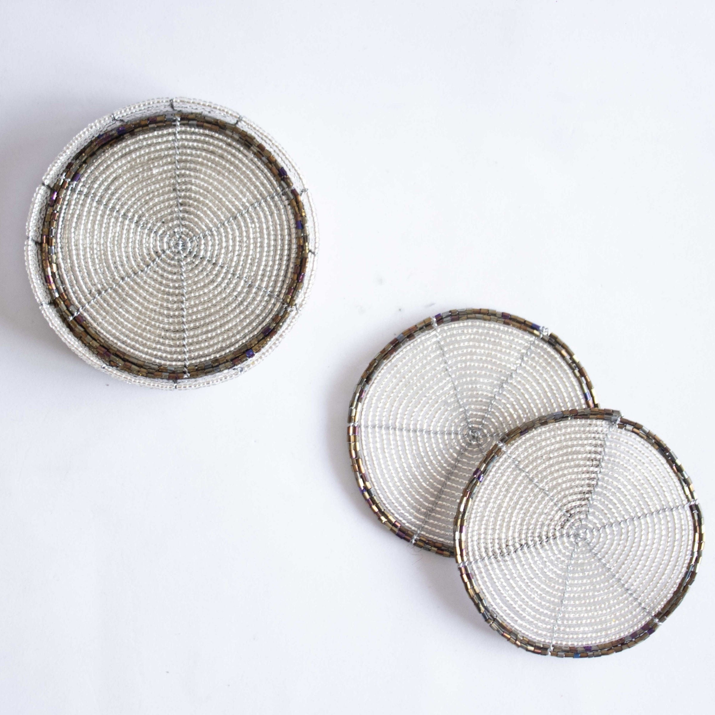Beaded Coasters with Case - Set of Six
