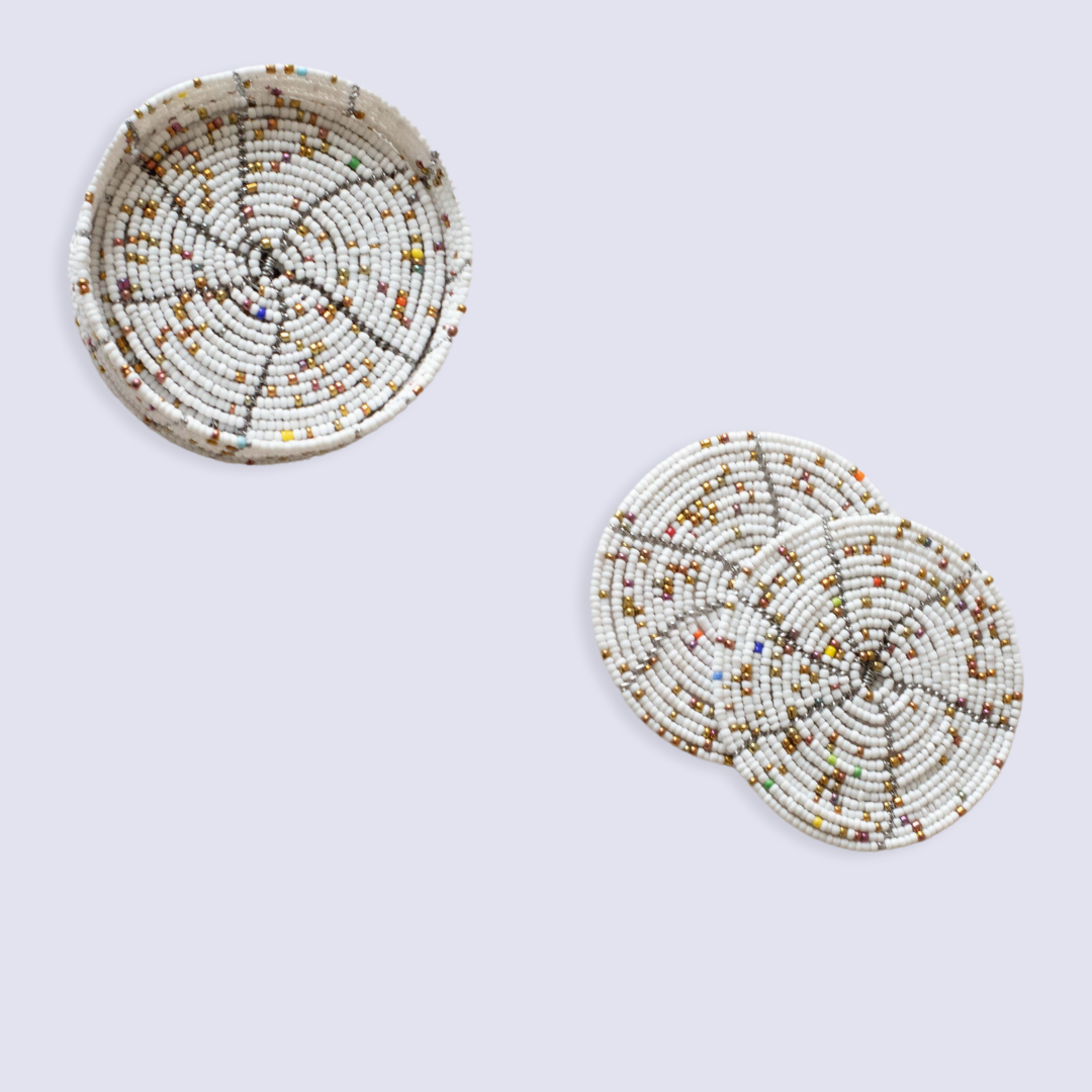 Beaded Coasters with Case - Set of Six