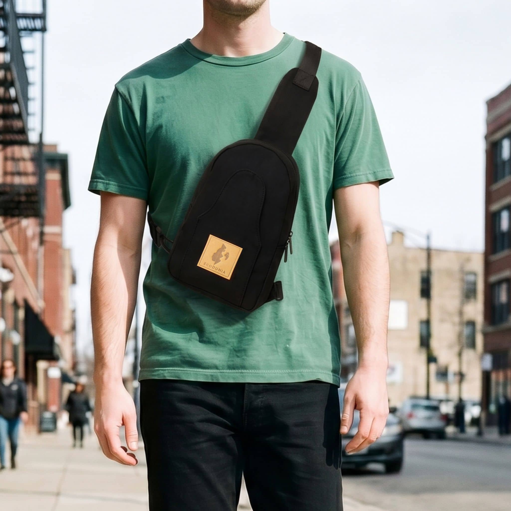 Buru small black canvas crossbody sling bag for men and women