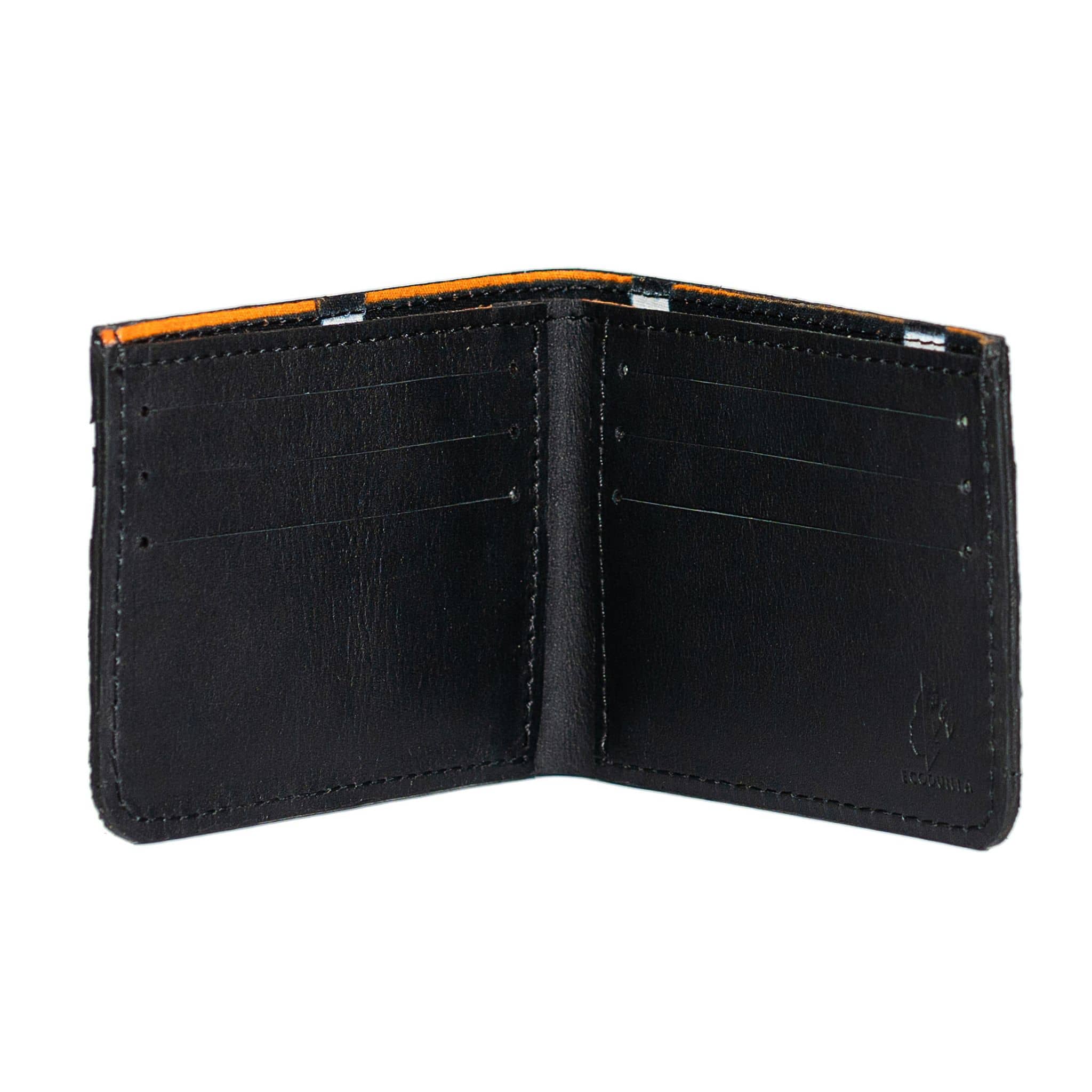 Slim Leather Wallet - Unisex Bifold Minimalist Wallet Black Leather Wallet