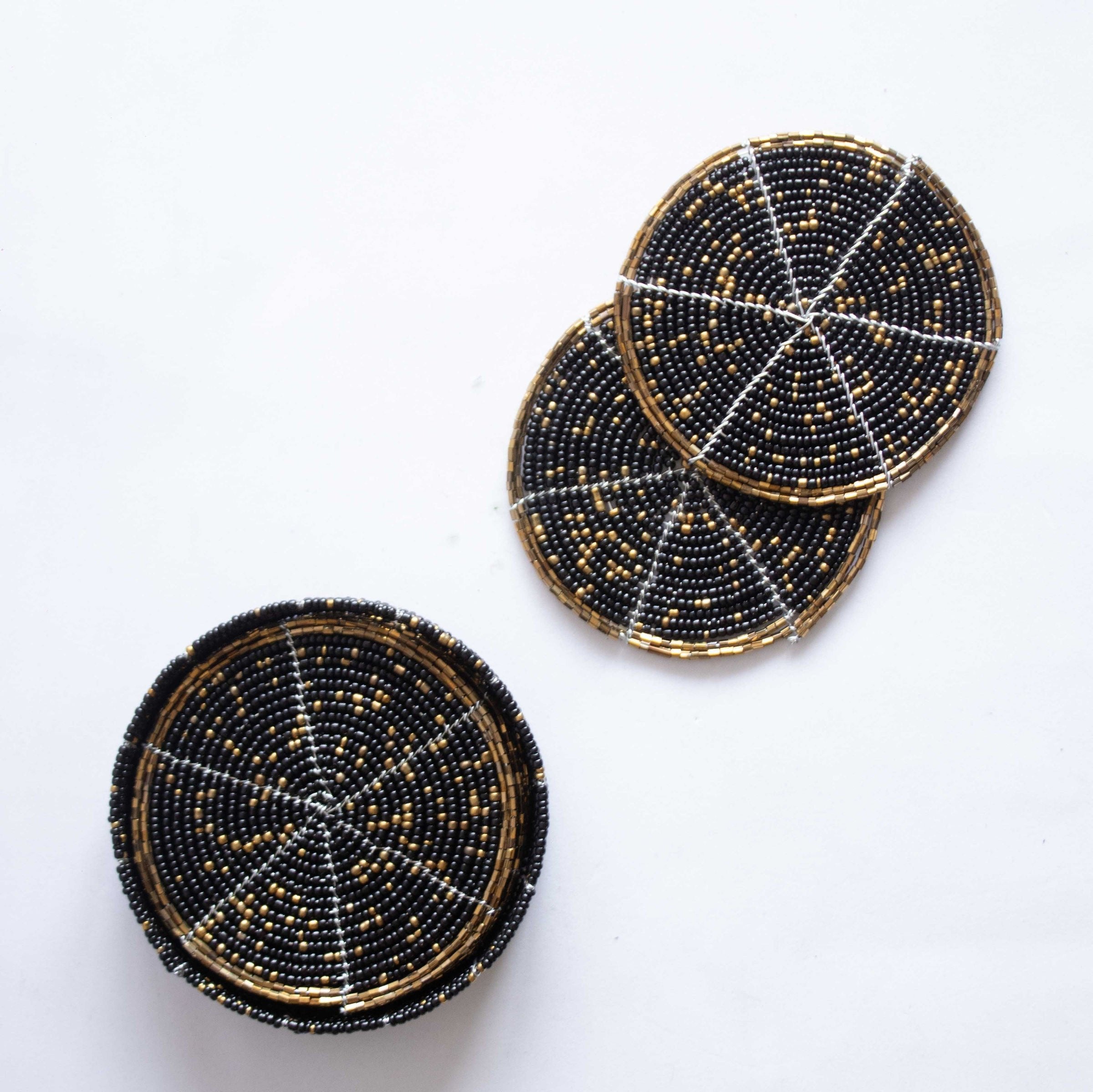 Beaded Coasters with Case - Set of Six