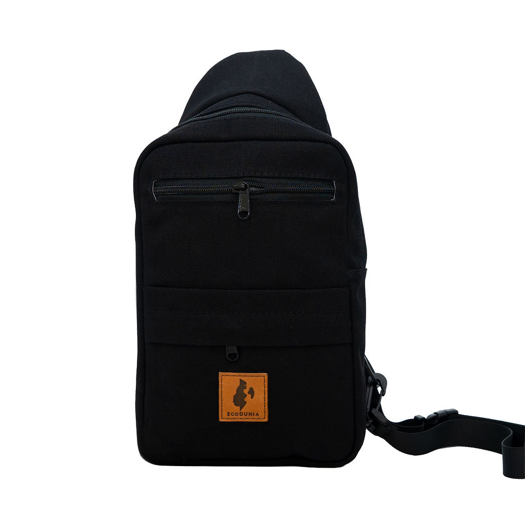 Umoja black canvas crossbody sling bag for men and women