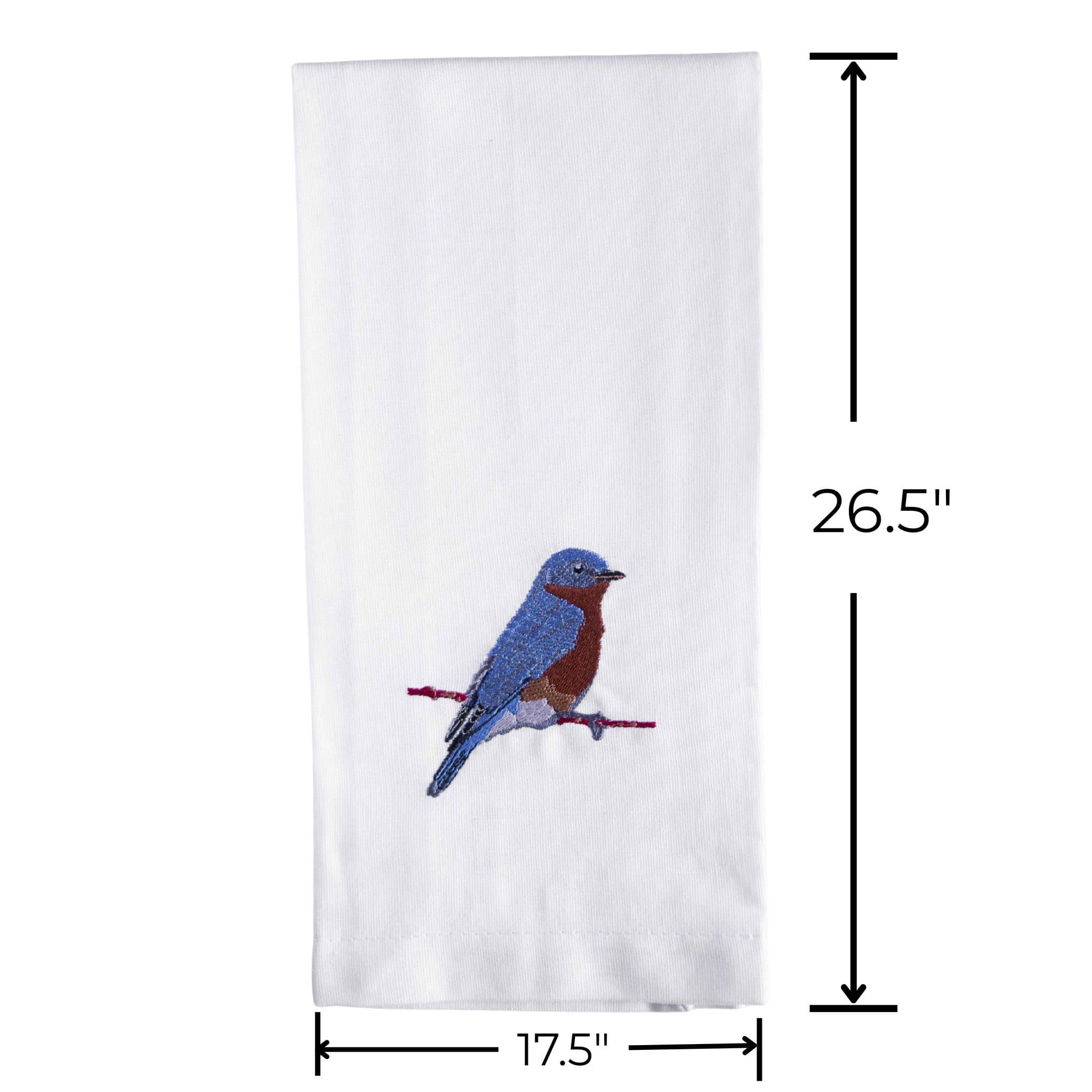 Cotton Kitchen Tea Towels with Bird Embroidery