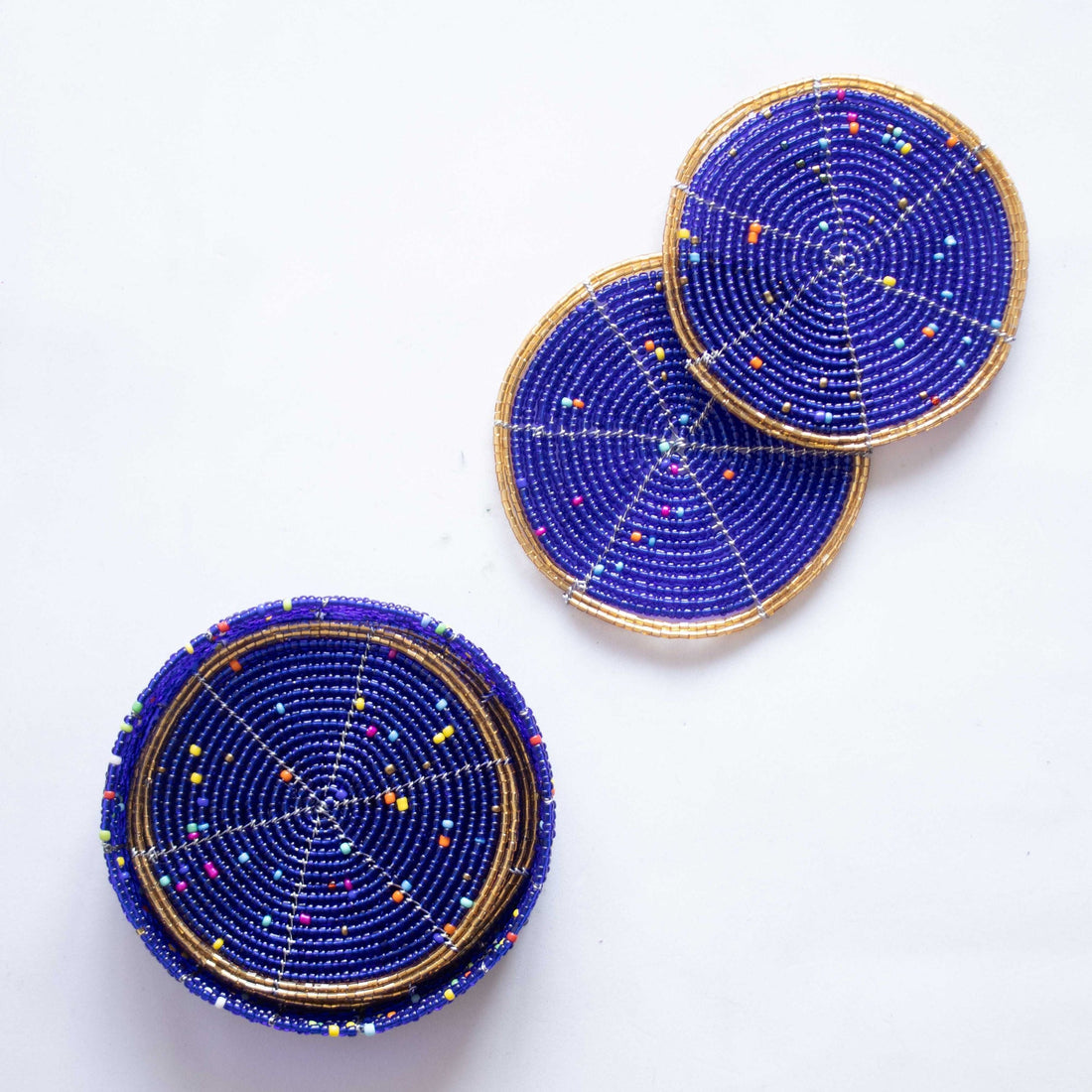 Beaded Coasters with Case - Set of Six