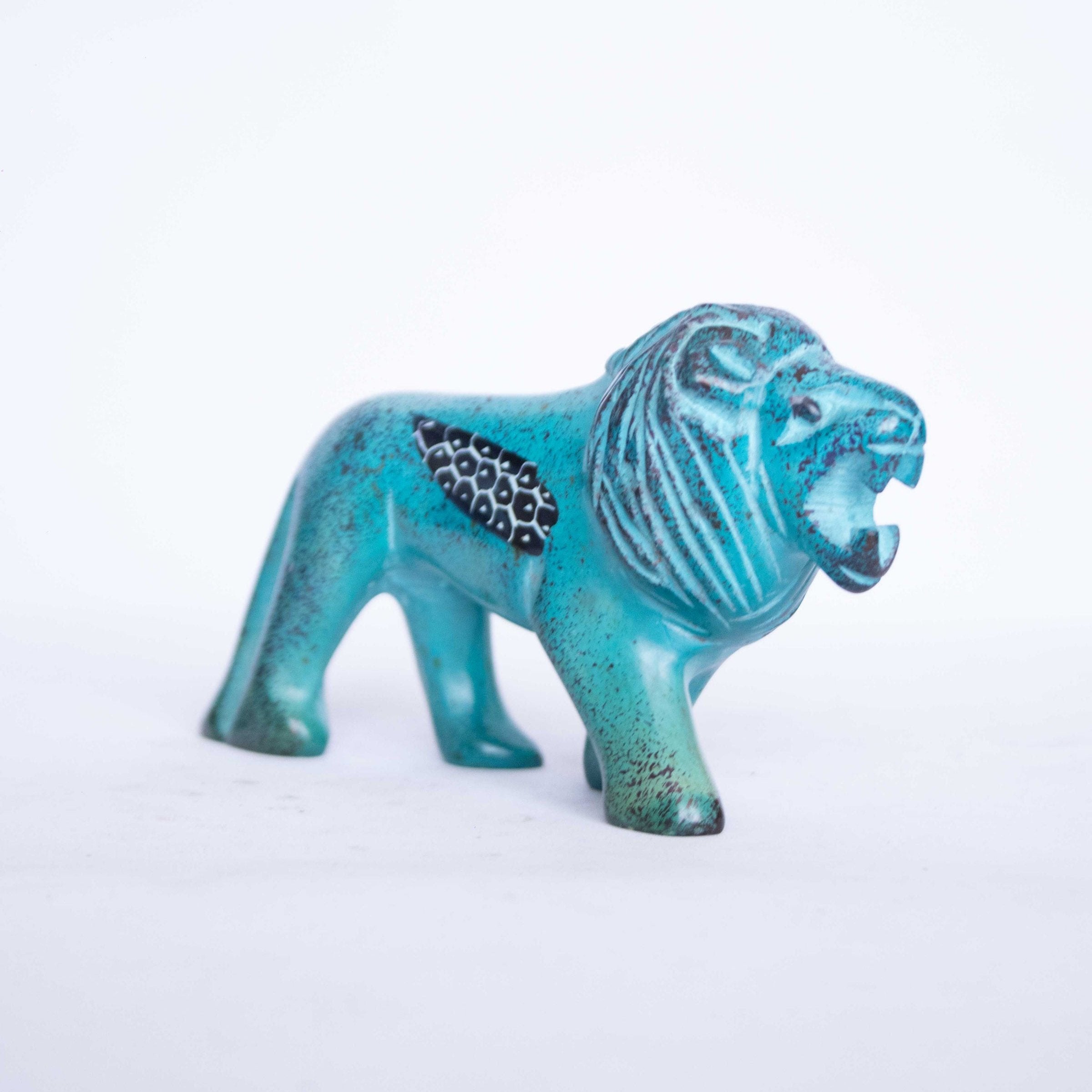 Hand Carved Lion Figurine Soapstone Sculpture