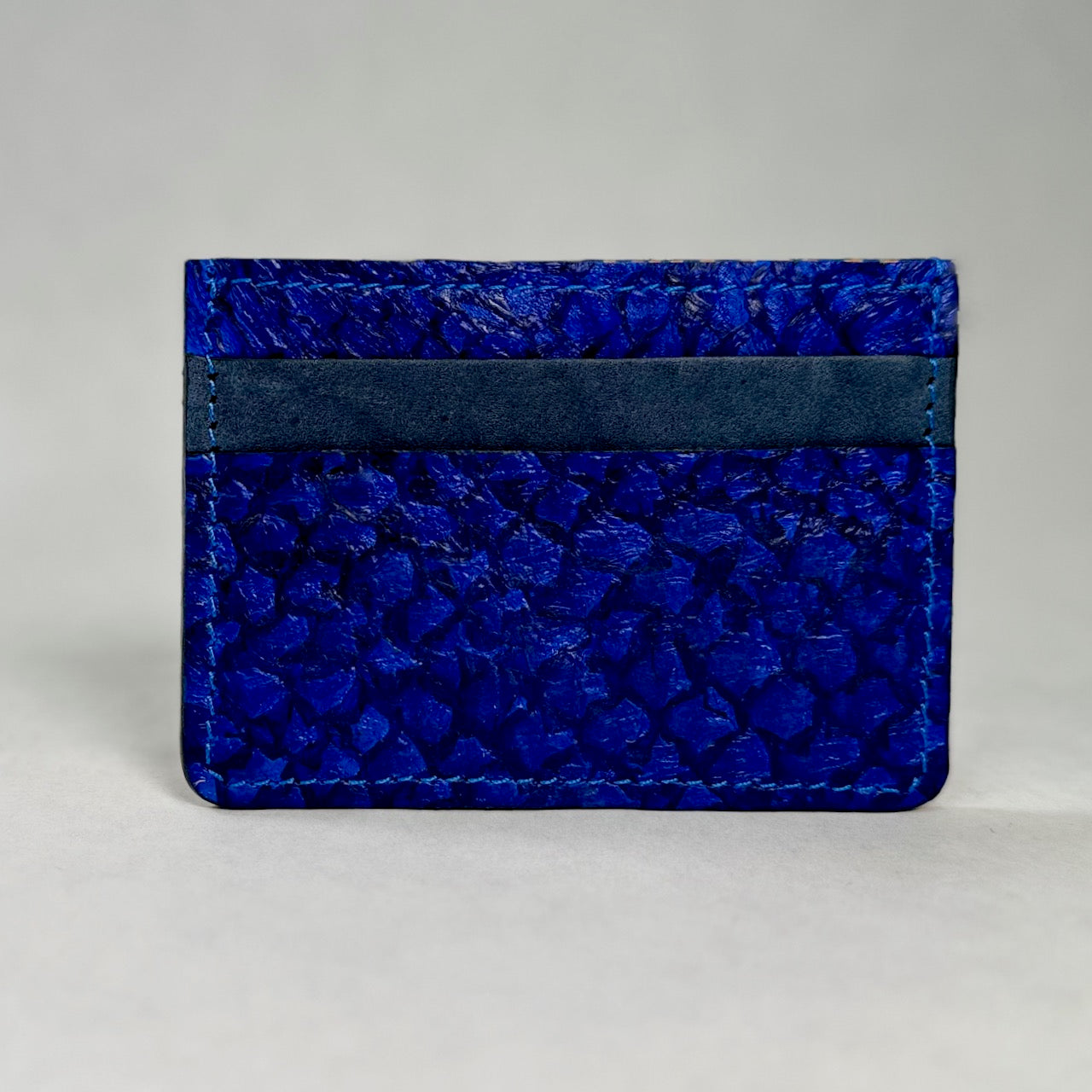 Fish Leather Card Holder- Blue