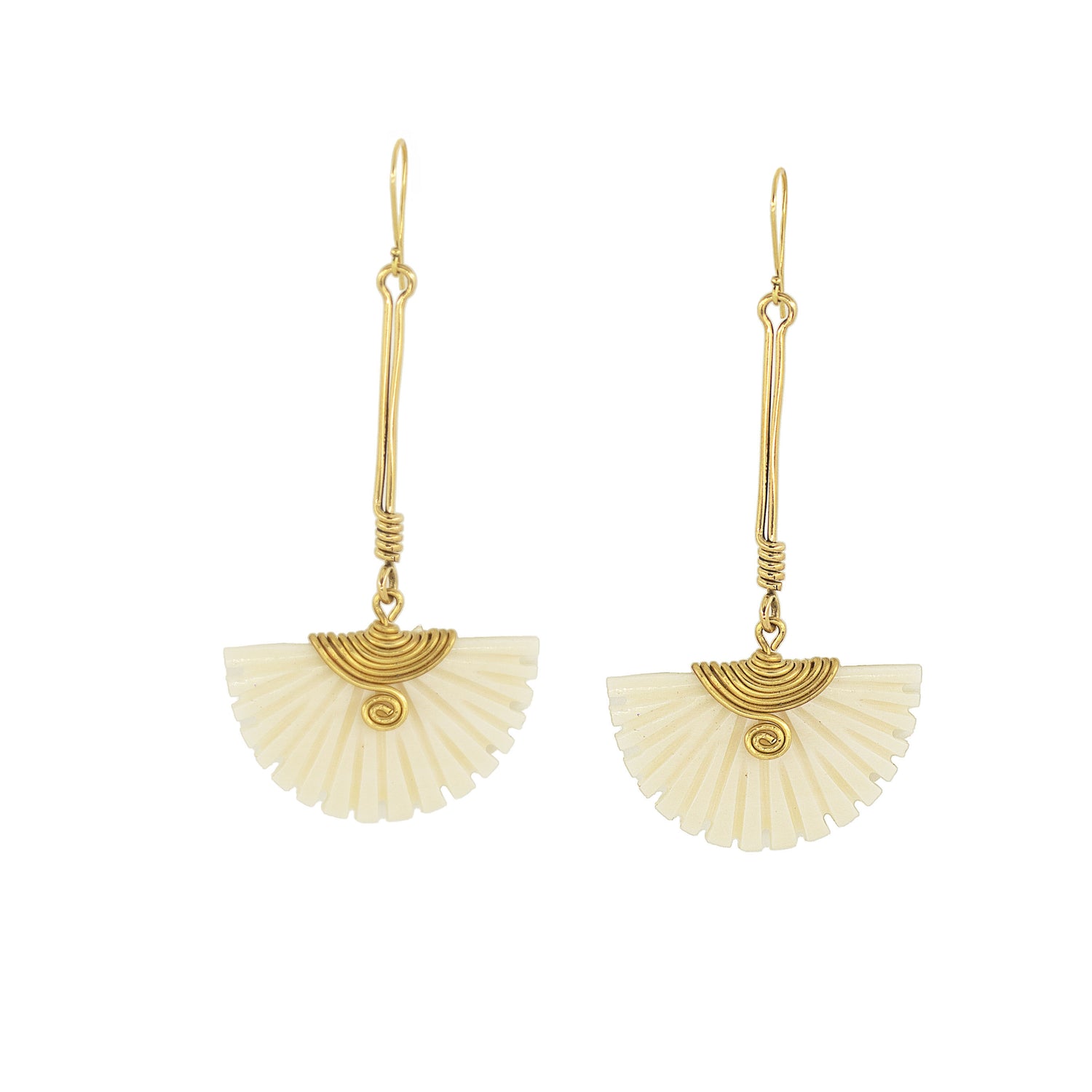 Brass Drop With Bone Earrings for Women - Koa