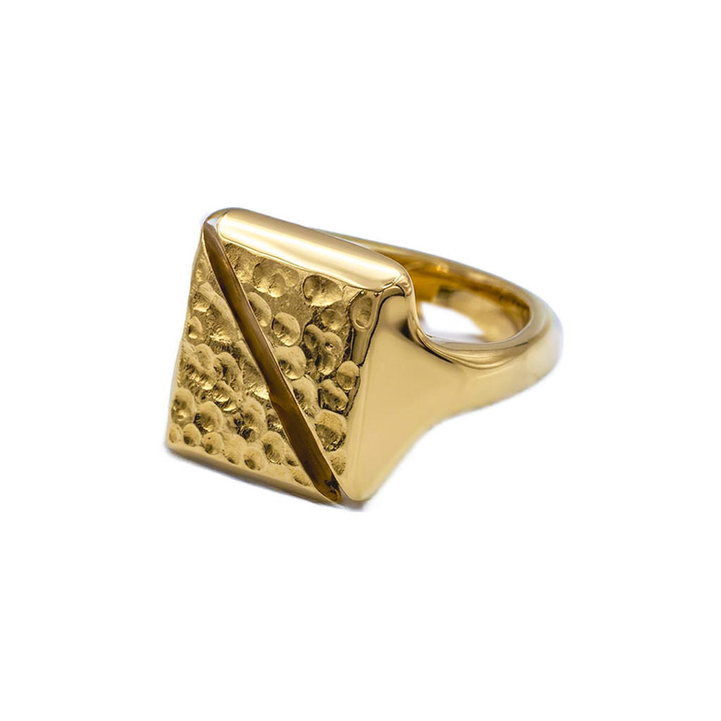 Hammered Open Brass Signet Ring for Men & Women | Athi Ecodunia