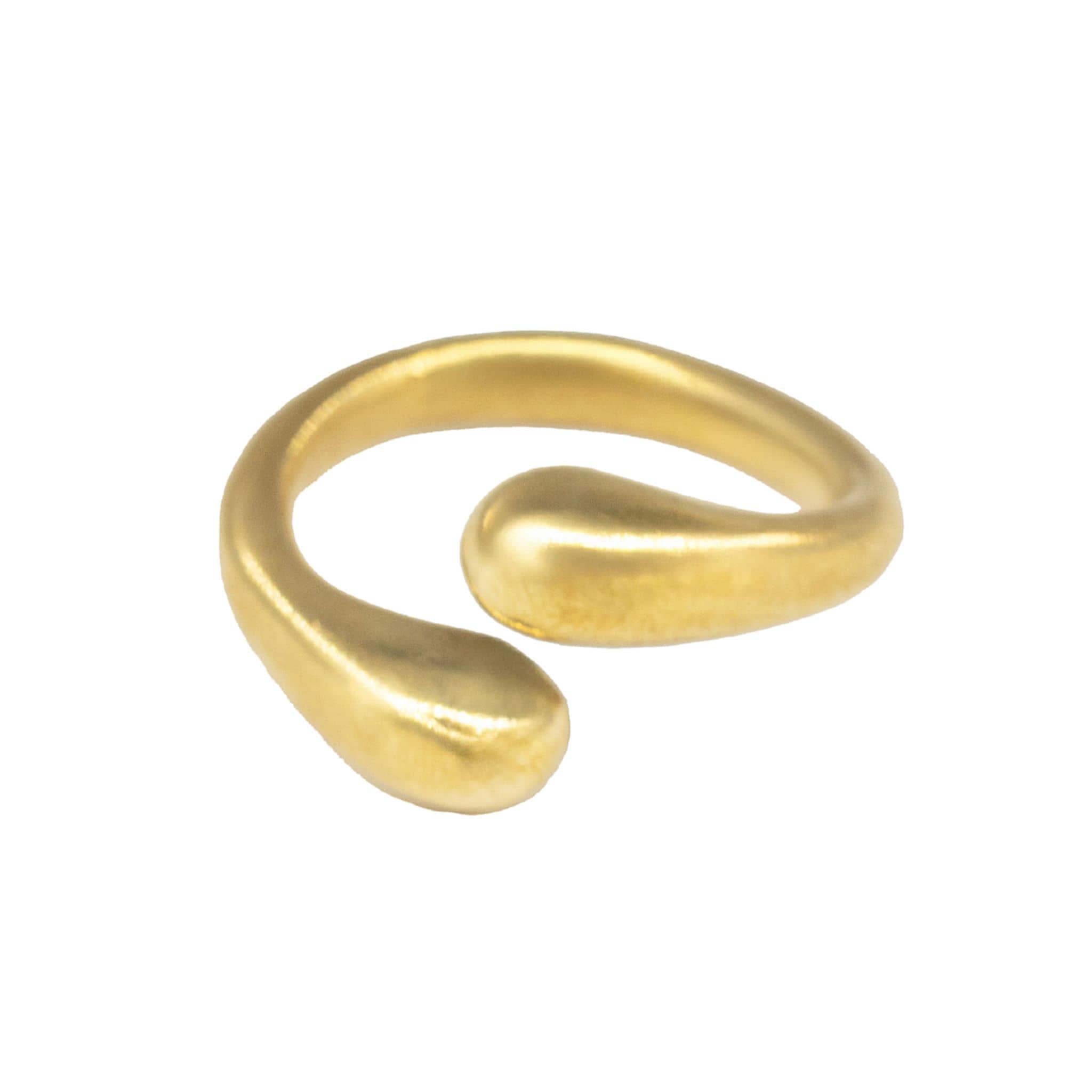 Sana adjustable brass teardrop wrap ring with open ends — Ecodunia