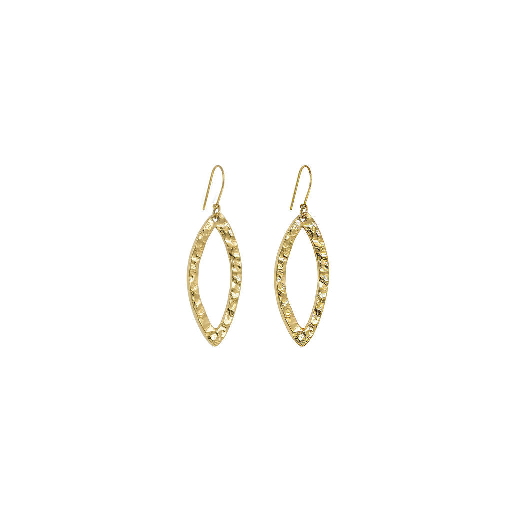 Hammered Marquise Leaf Brass Earrings | Mombasa Ecodunia