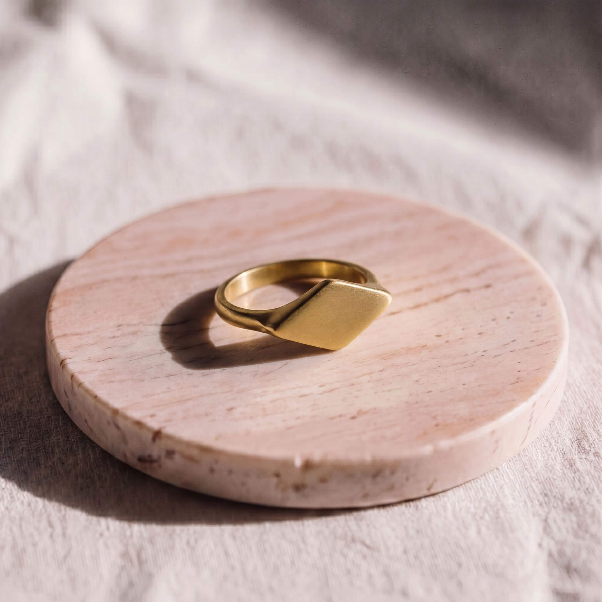 Brass Diamond Signet-Style Ring | Kata Ecodunia
