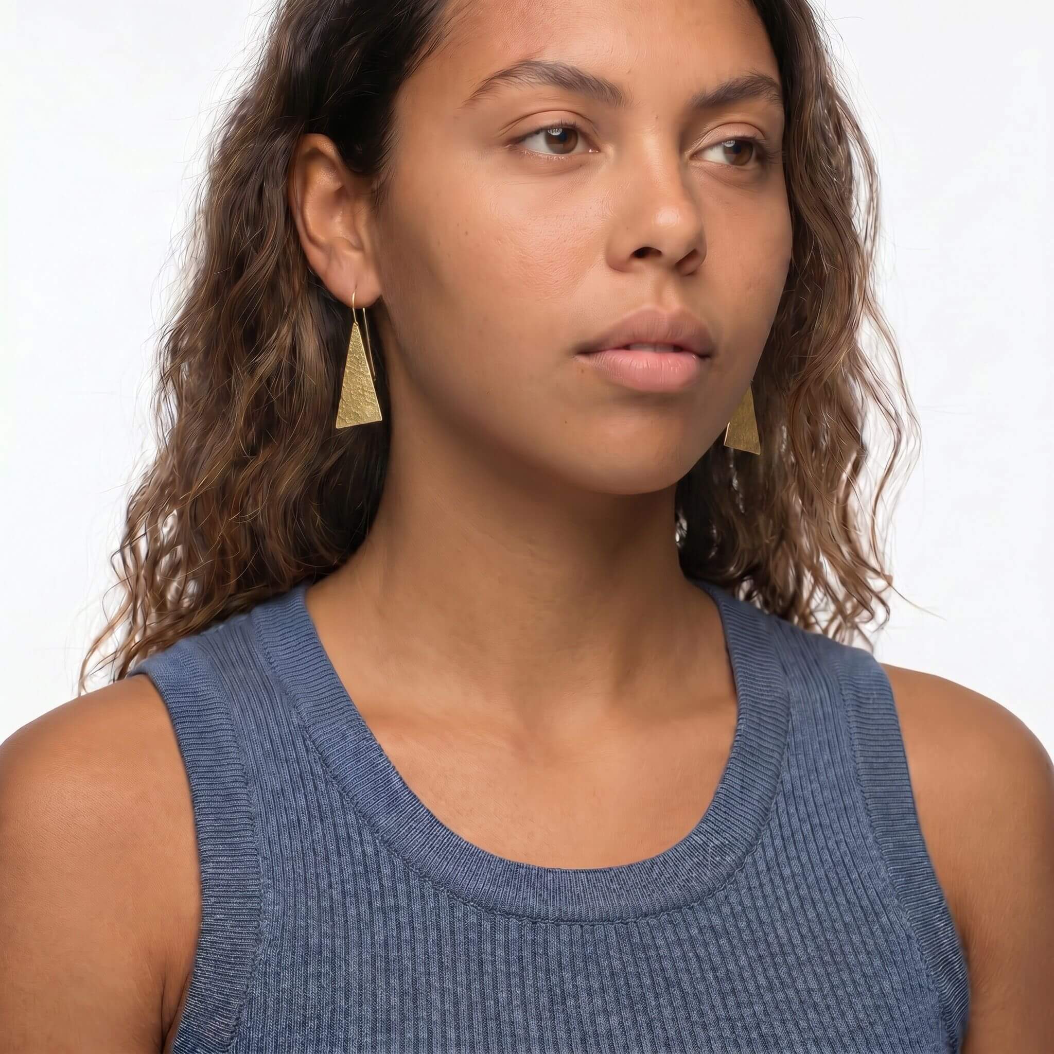 Solid Triangle Brass Drop Earrings | Ziwa