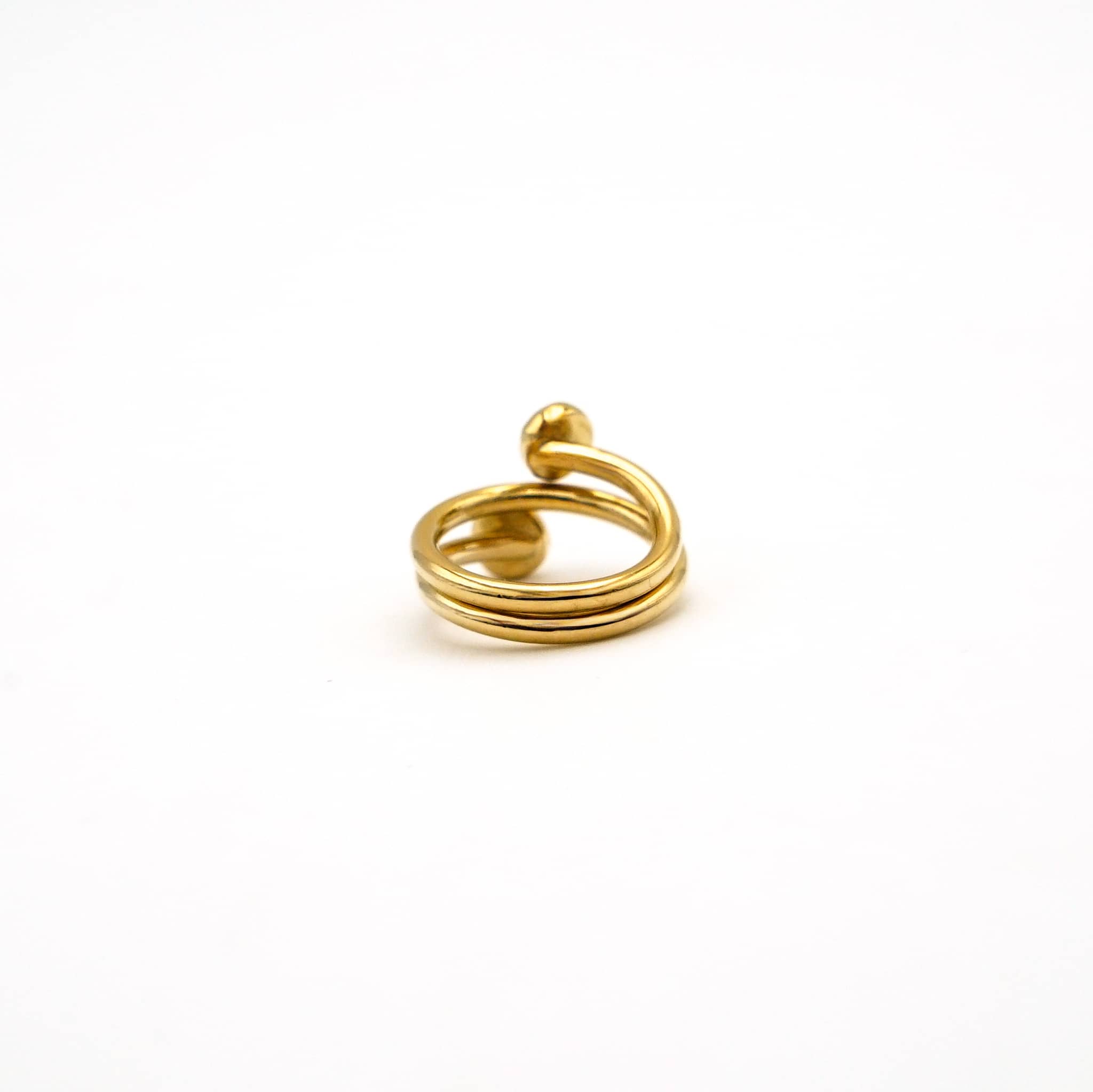 Brass Crossover Spiral Ring with Balls for Women - Kilifi