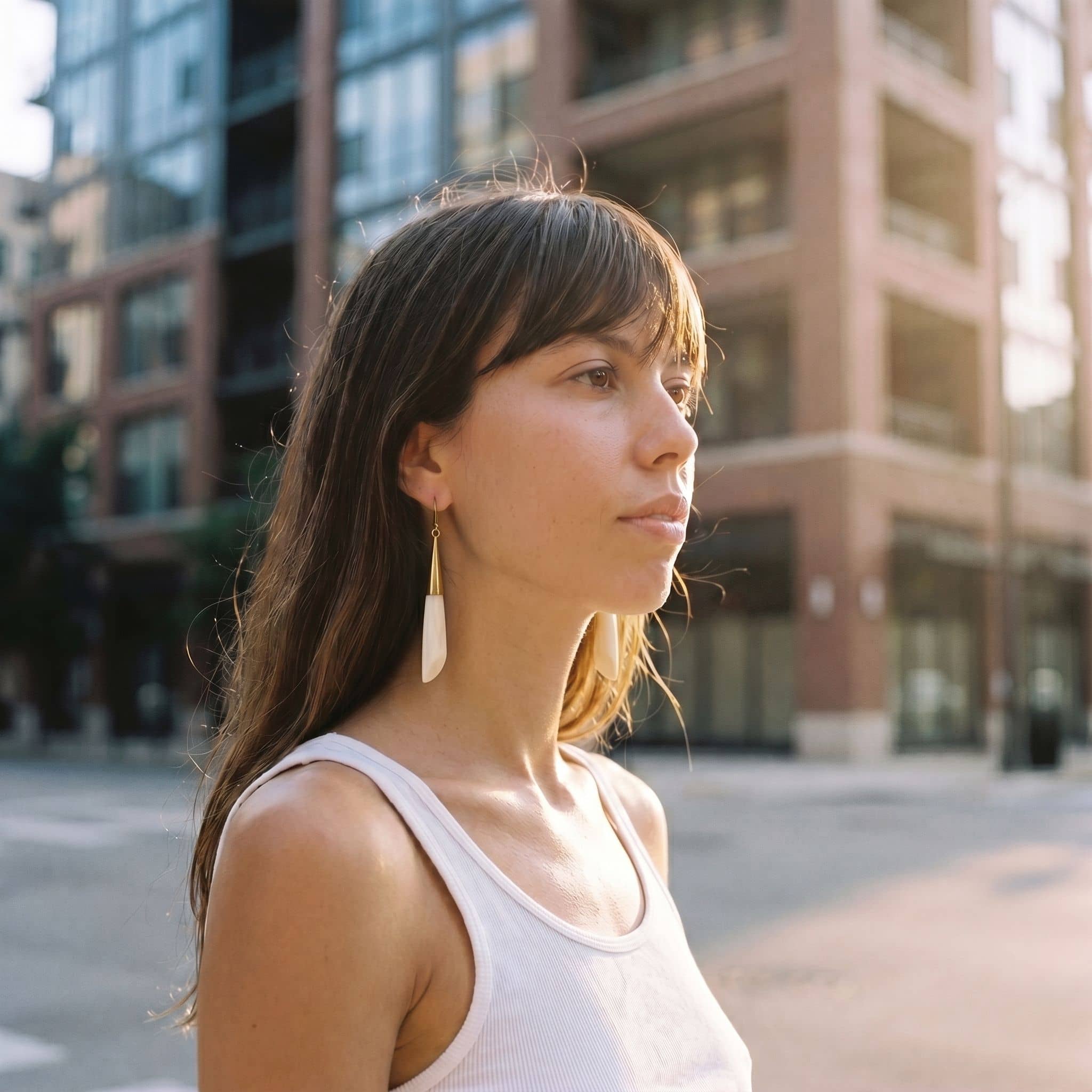 Brass & Bone Teardrop Drop Earrings | Shela