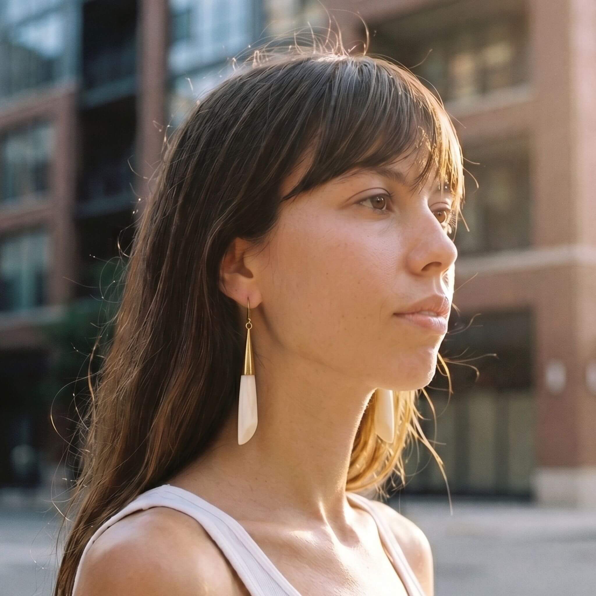 Brass & Bone Teardrop Drop Earrings | Shela