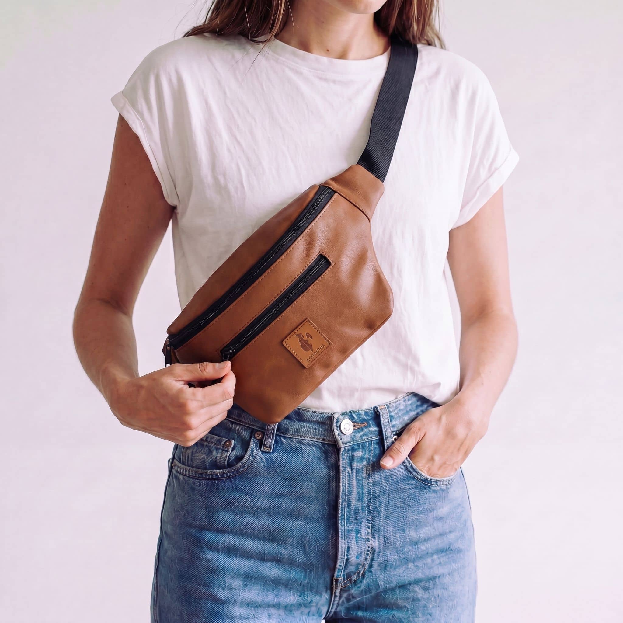 Dark Tan Vegan Crossbody Fanny Pack