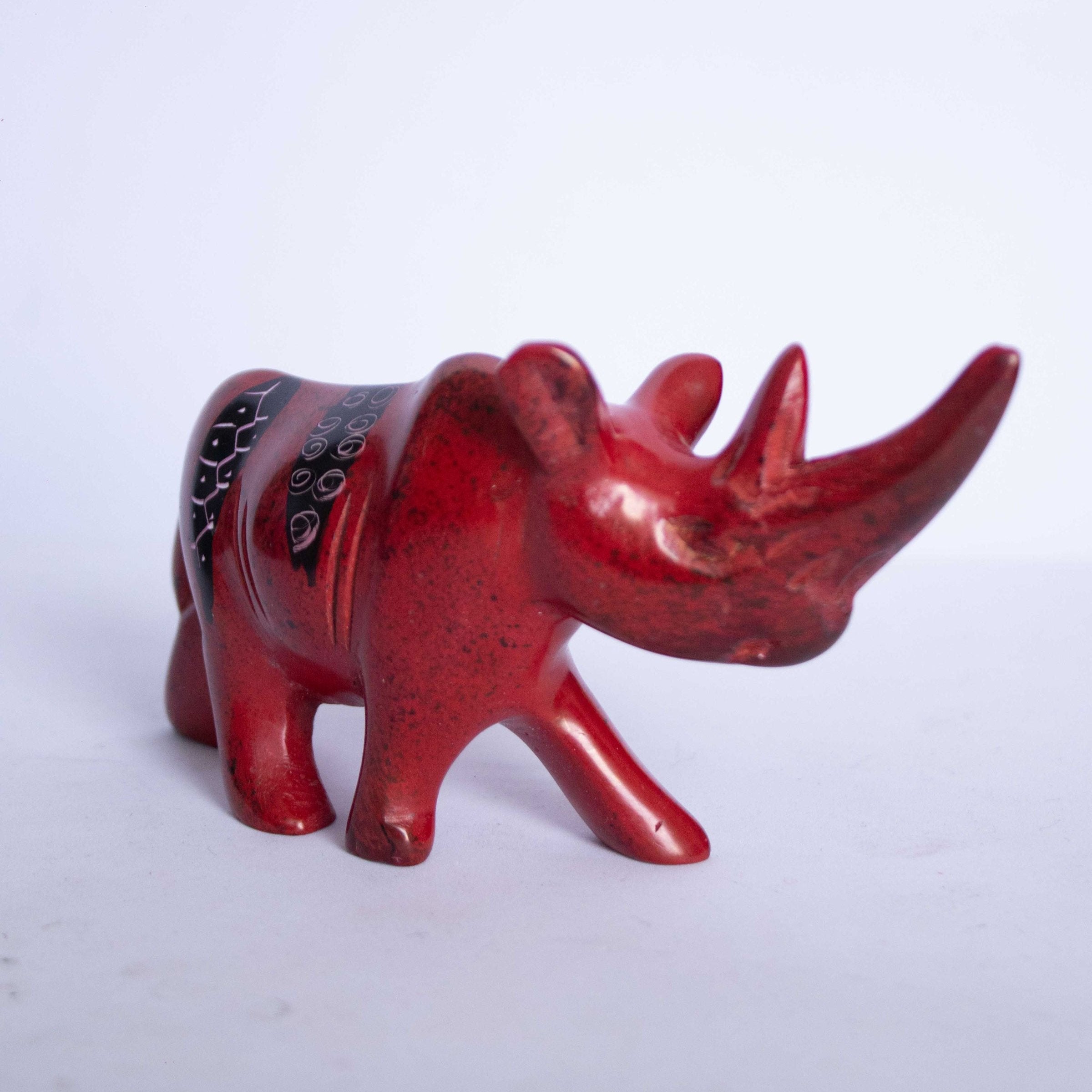 Hand Carved Rhino Figurine Soapstone Sculpture