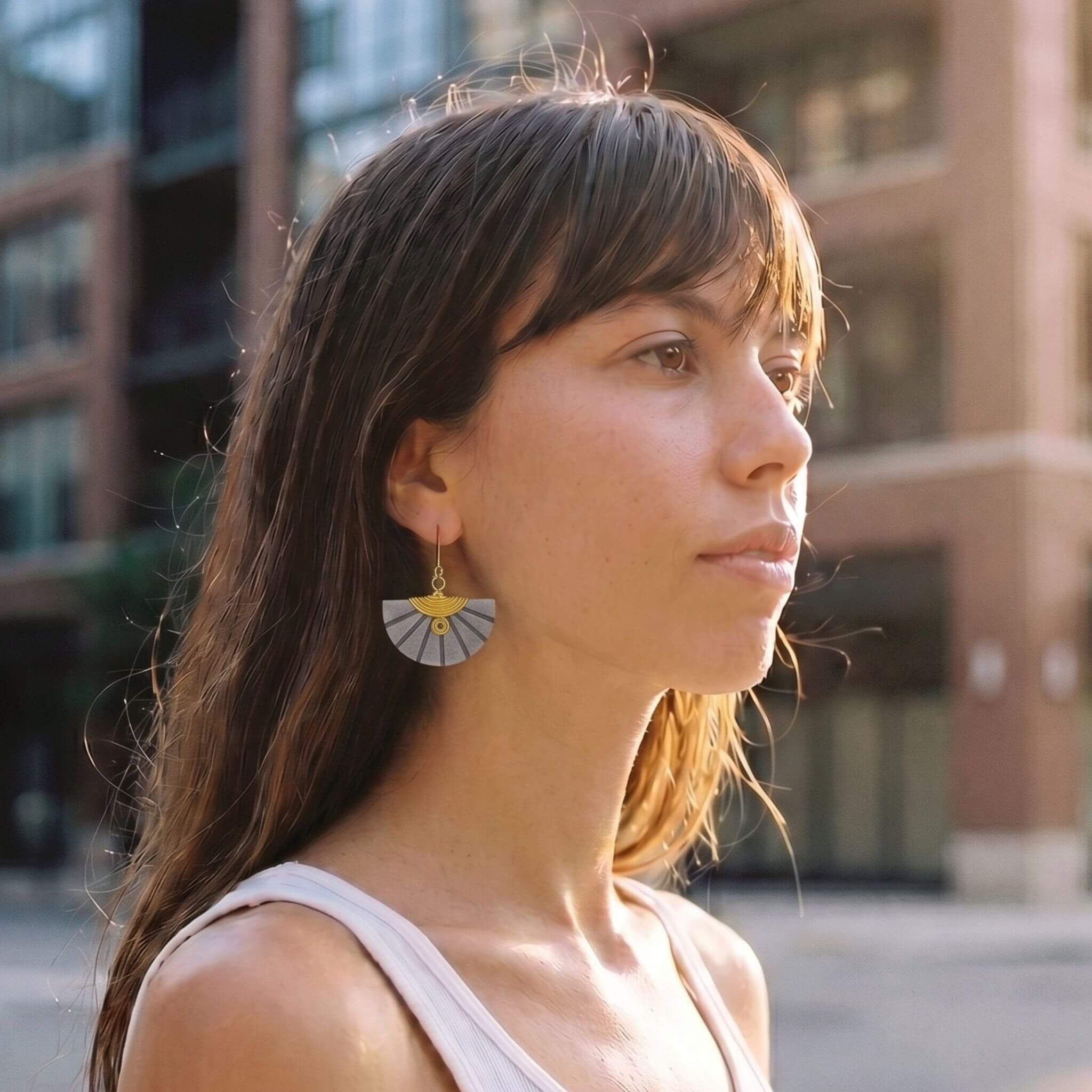 Carved Soapstone Half-Moon Earrings | Nusu Ecodunia