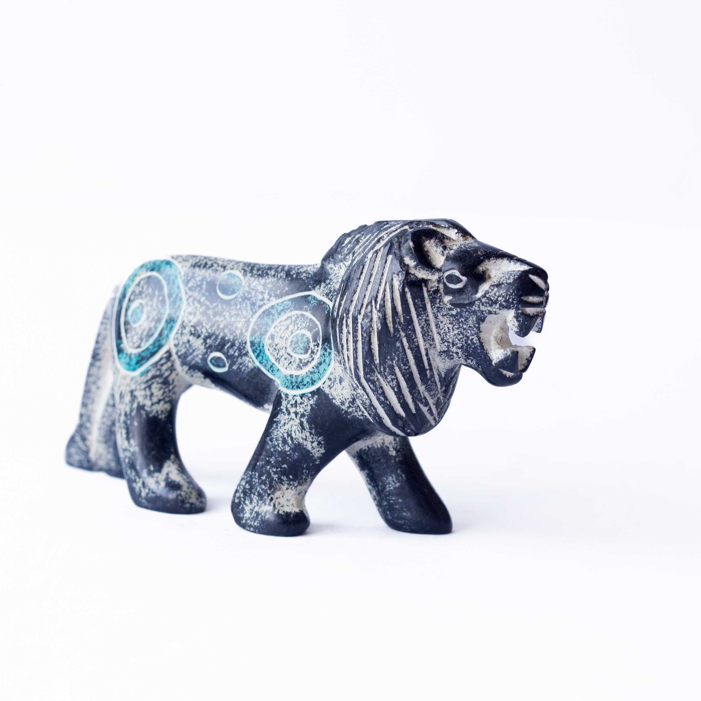 Hand Carved Lion Figurine Soapstone Sculpture