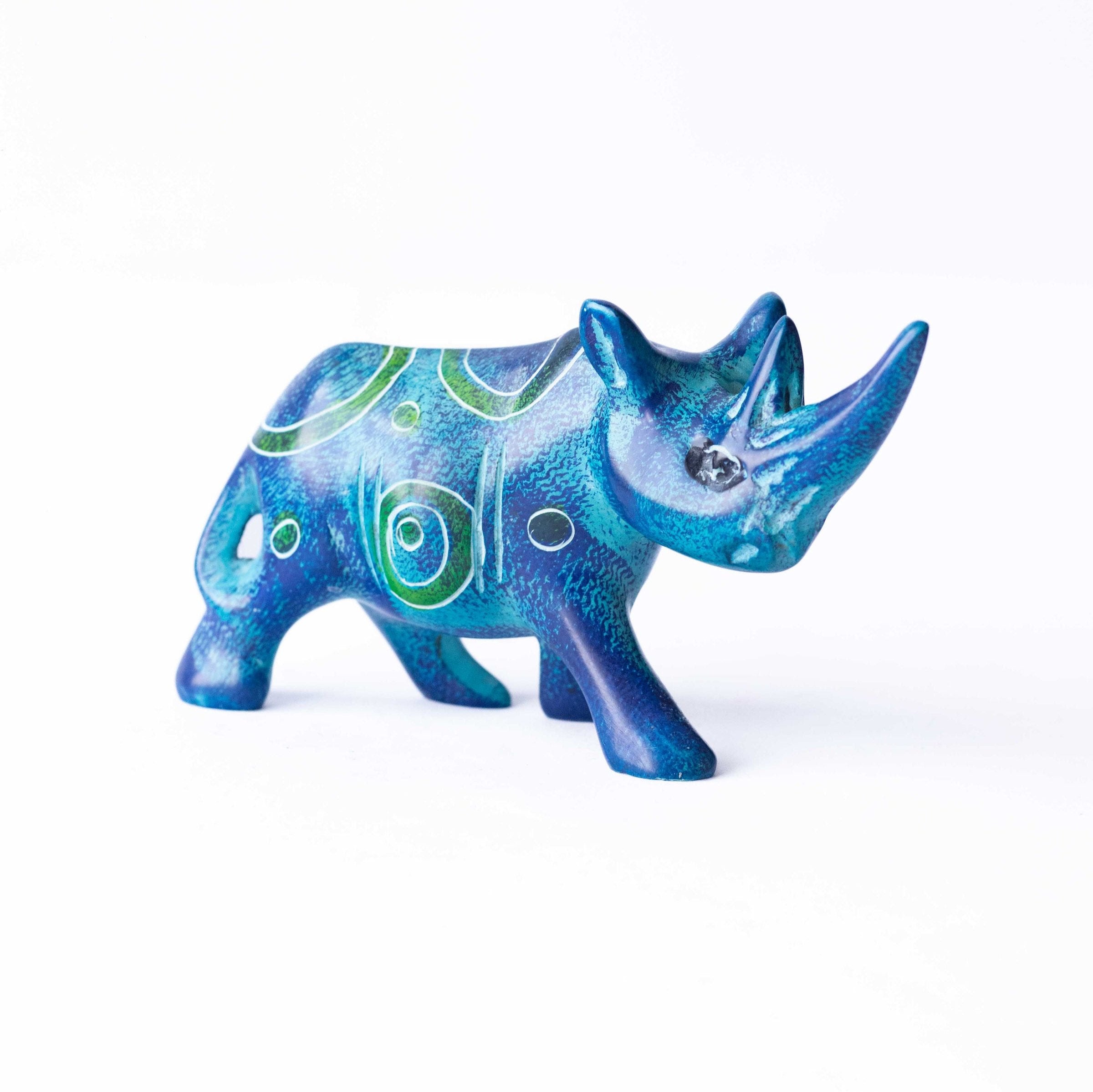 Hand Carved Rhino Figurine Soapstone Sculpture
