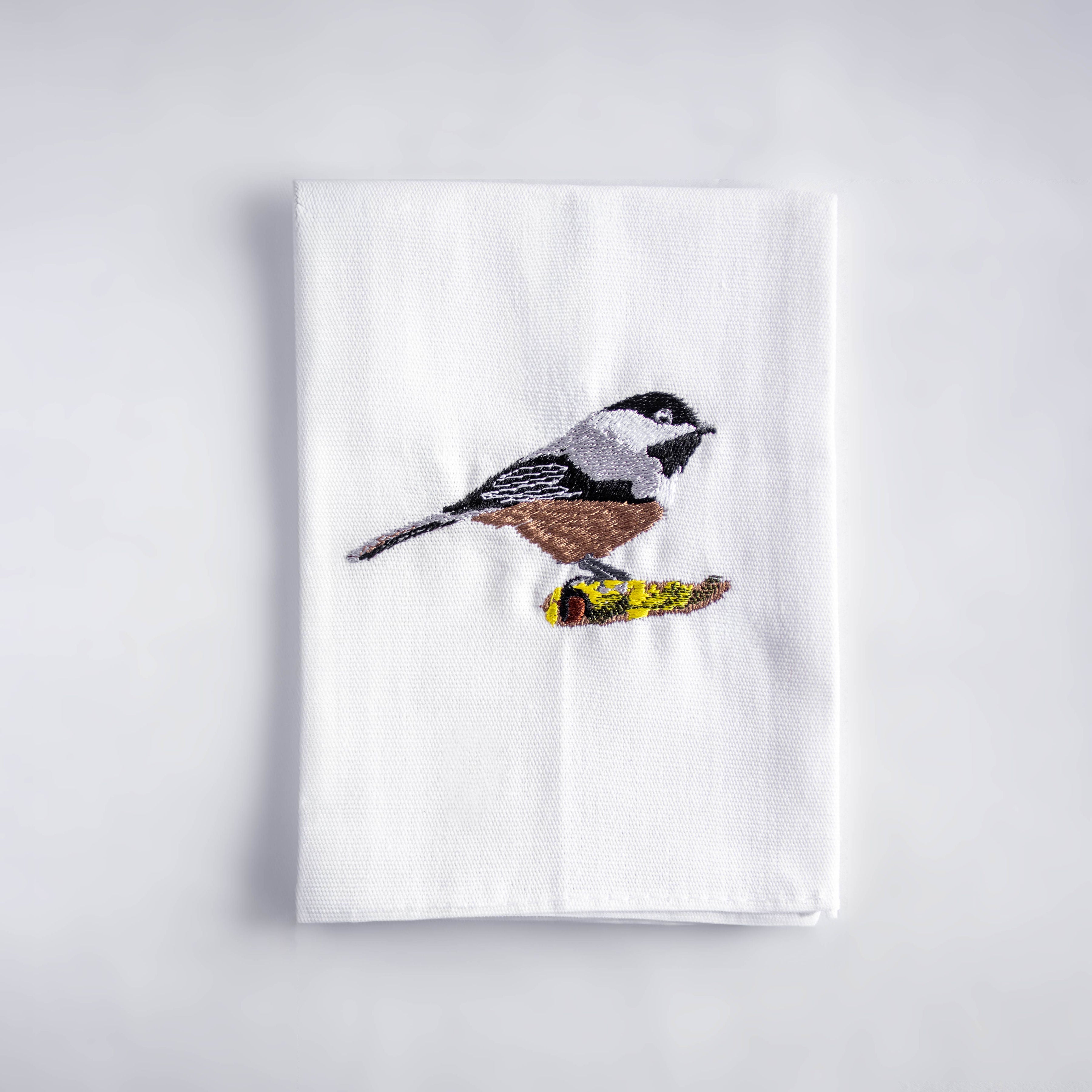Bird Embroidered Cloth Napkin for Tables #birds_chickadee