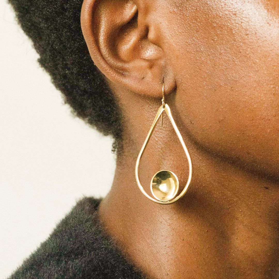 Brass Teardrop Dangle Earrings for Women - Shani