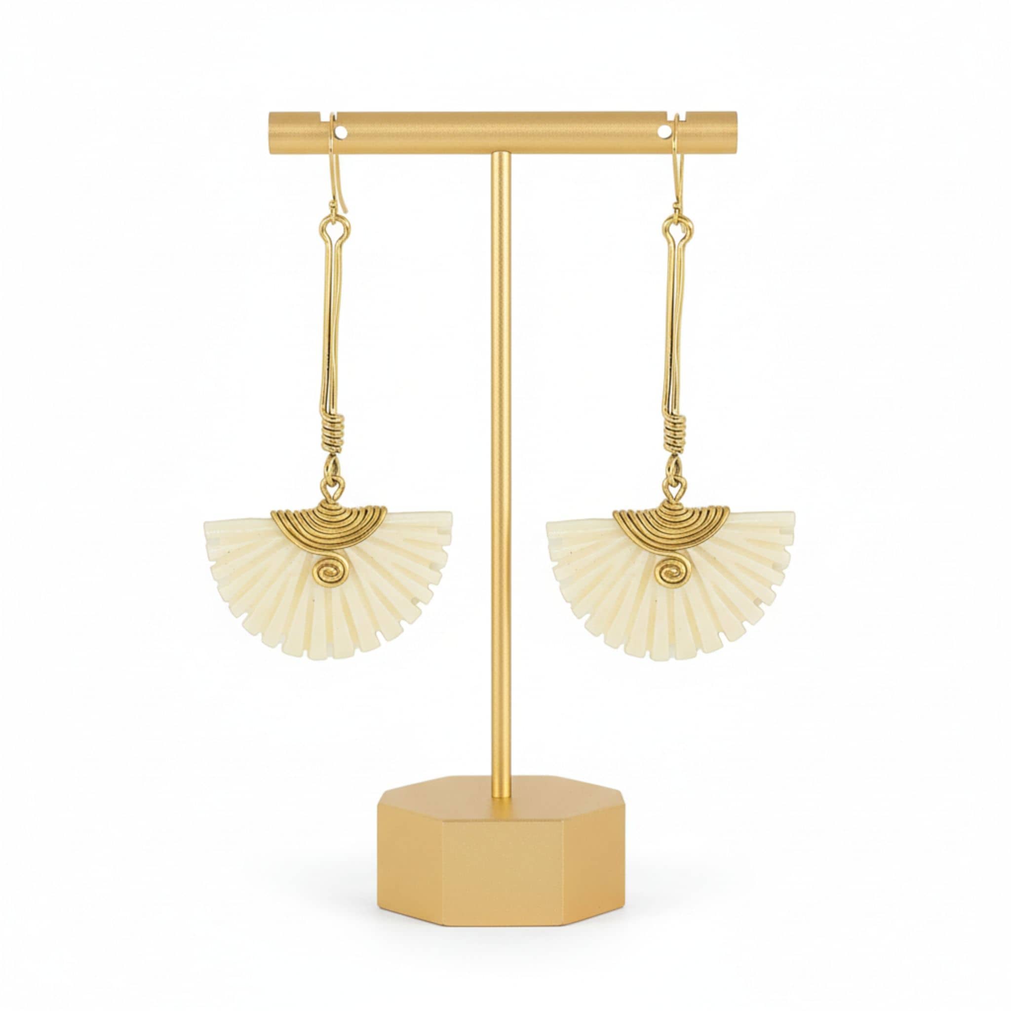 Brass Drop With Bone Earrings for Women - Koa