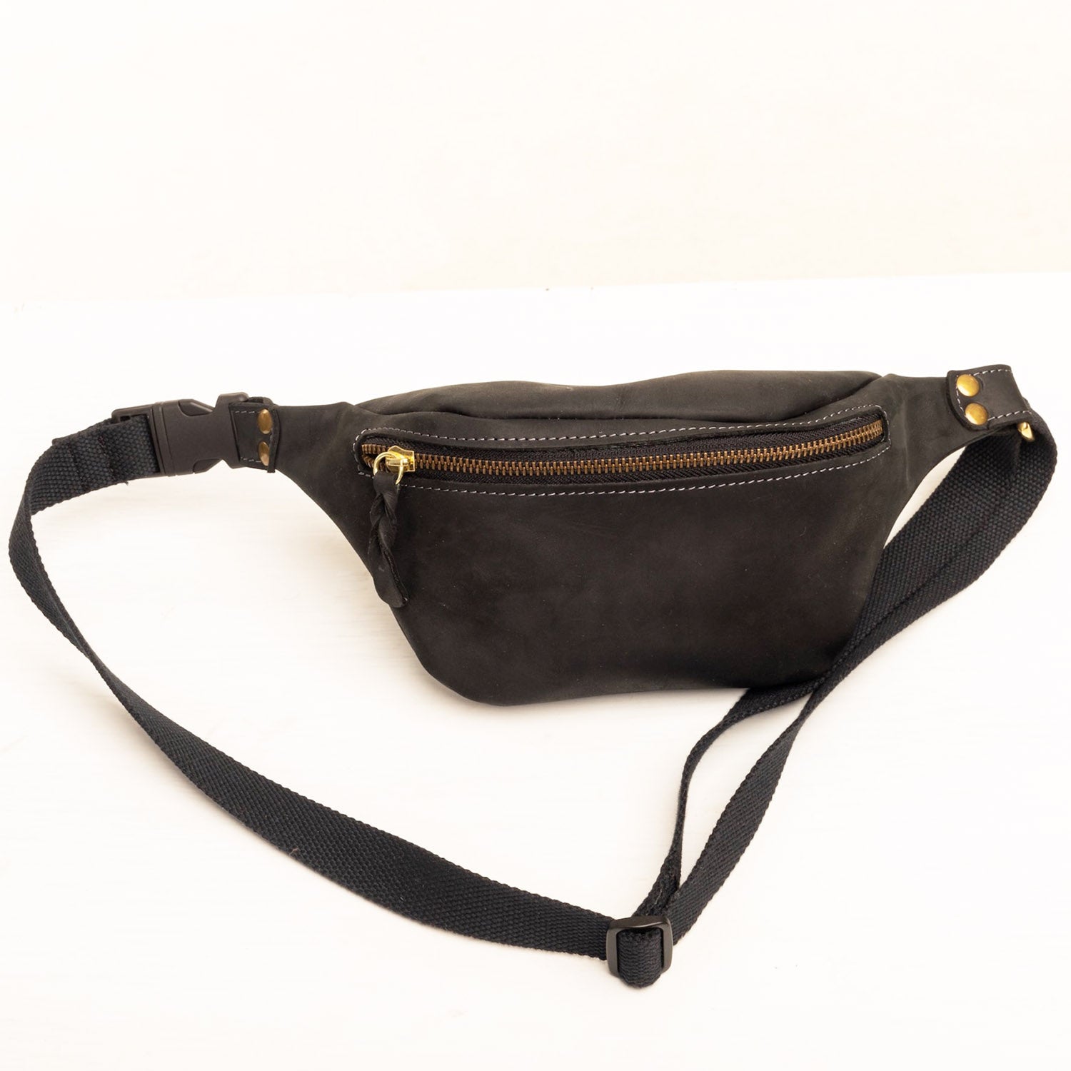 Leather Fanny Pack - Black