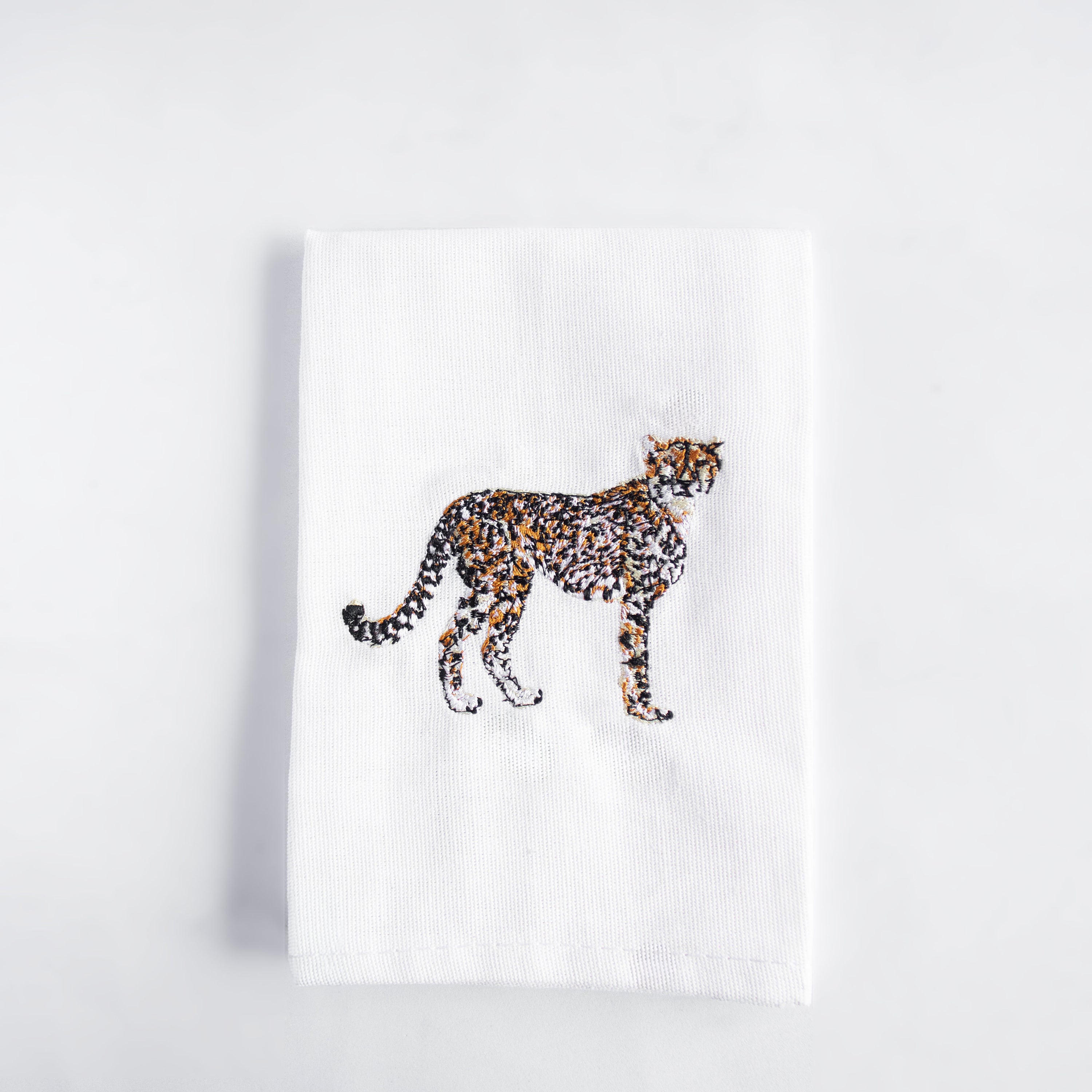African Wildlife Embroidered Cotton Napkins - Handmade