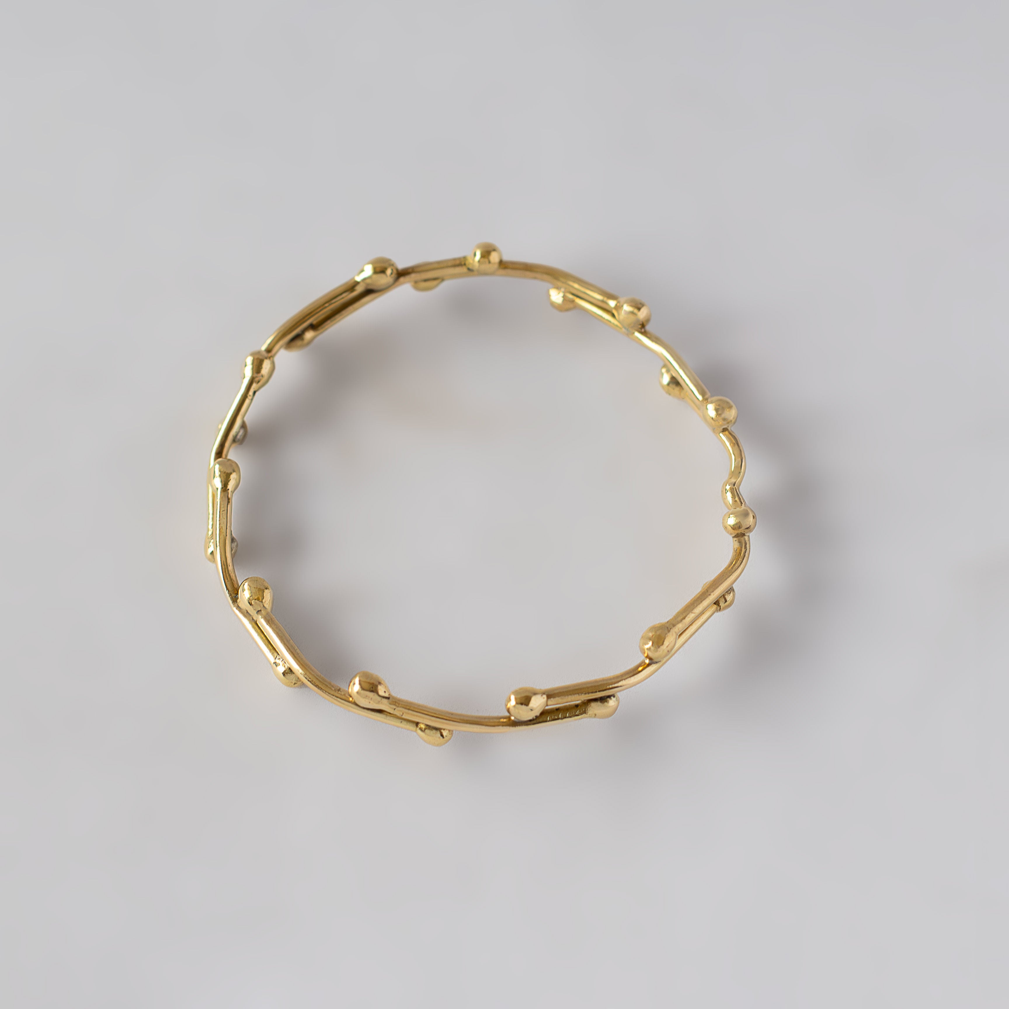 Handmade Brass Round Link Bangle - Kaya Bracelet