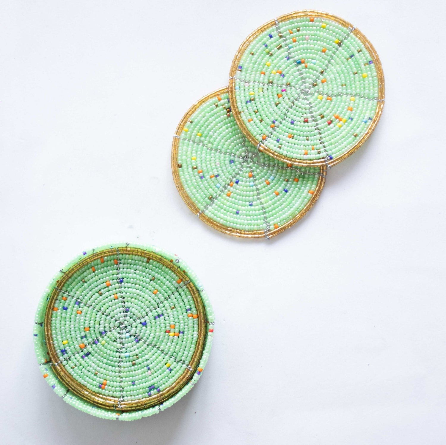 Beaded Coasters with Case - Set of Six