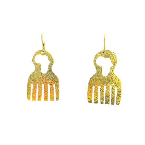 Hadiya Handcrafted African Comb Brass Earrings