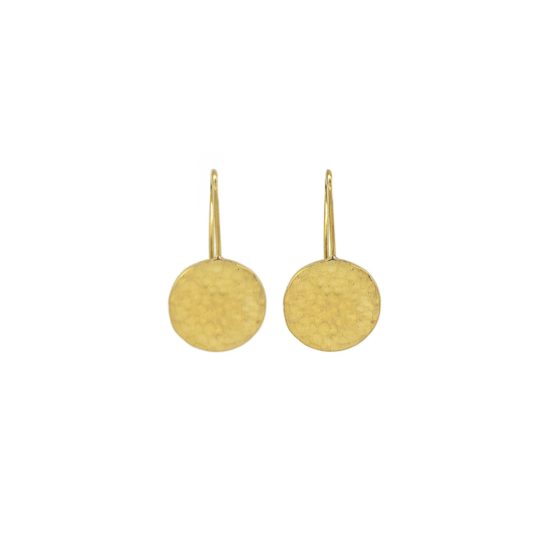 Hammered Disc Brass Drop Earrings | Njiwa Ecodunia