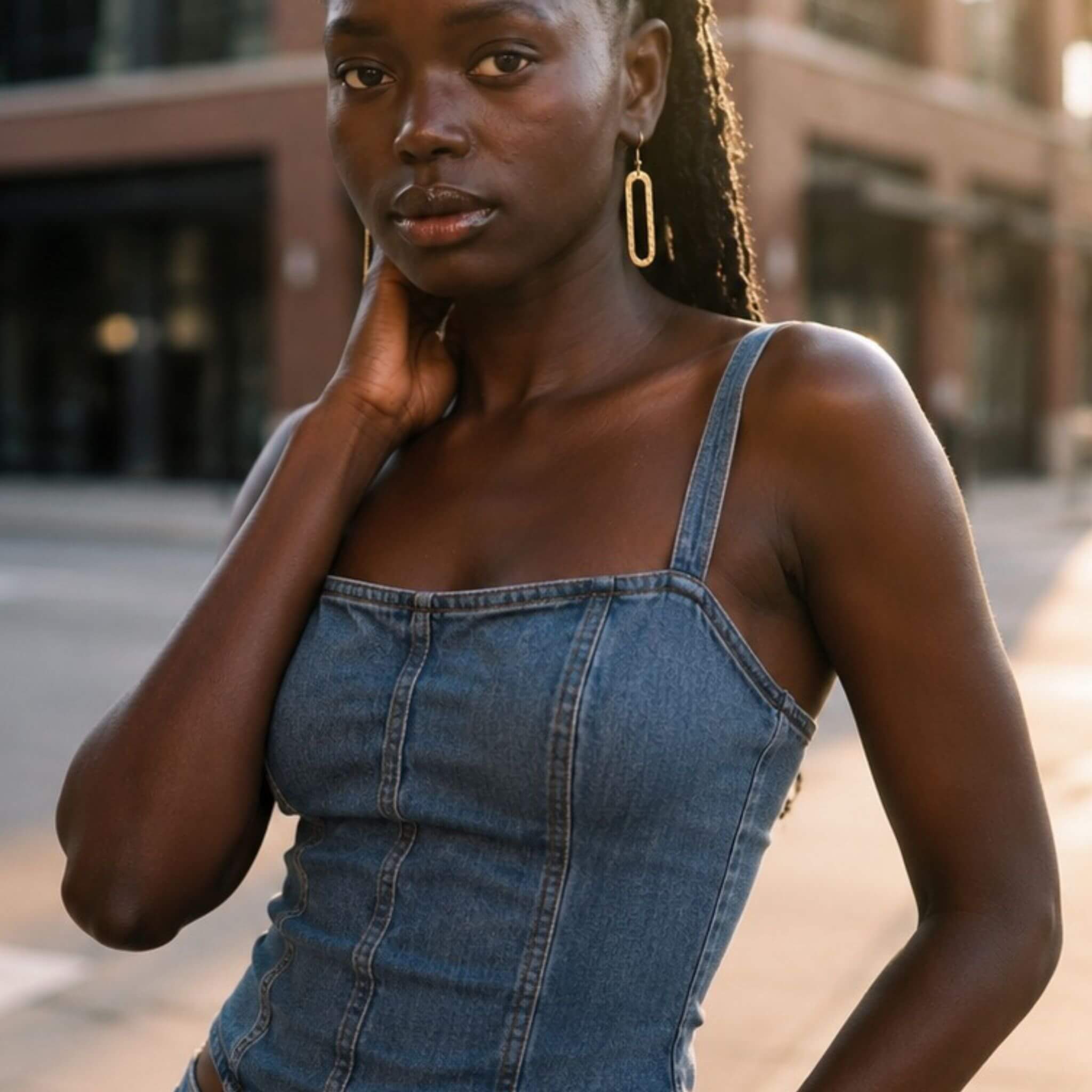 Hammered Elongated Oval Hoop Brass Earrings | Mvua Ecodunia