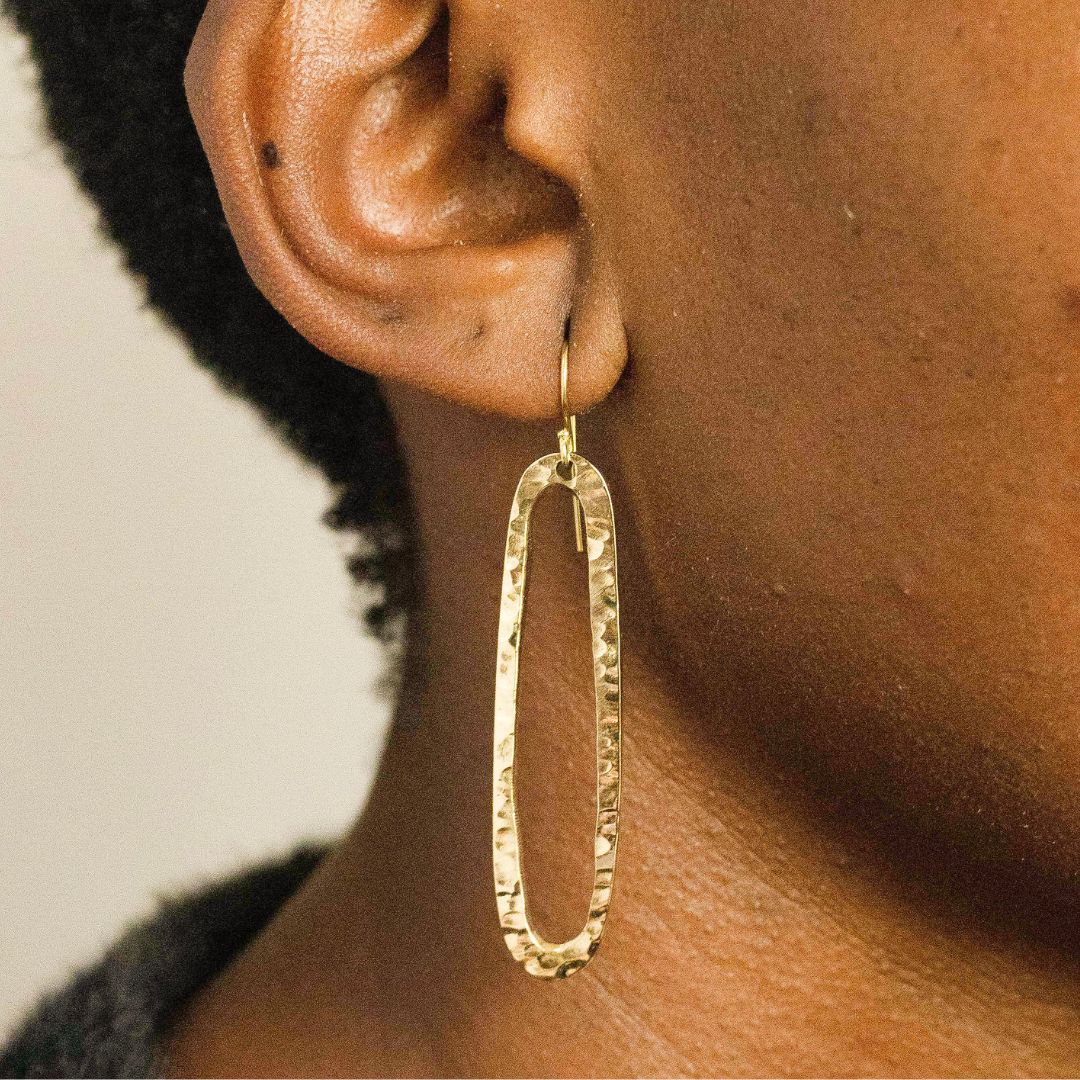 Elongated Oval Hoop Earrings for Women - Mvua