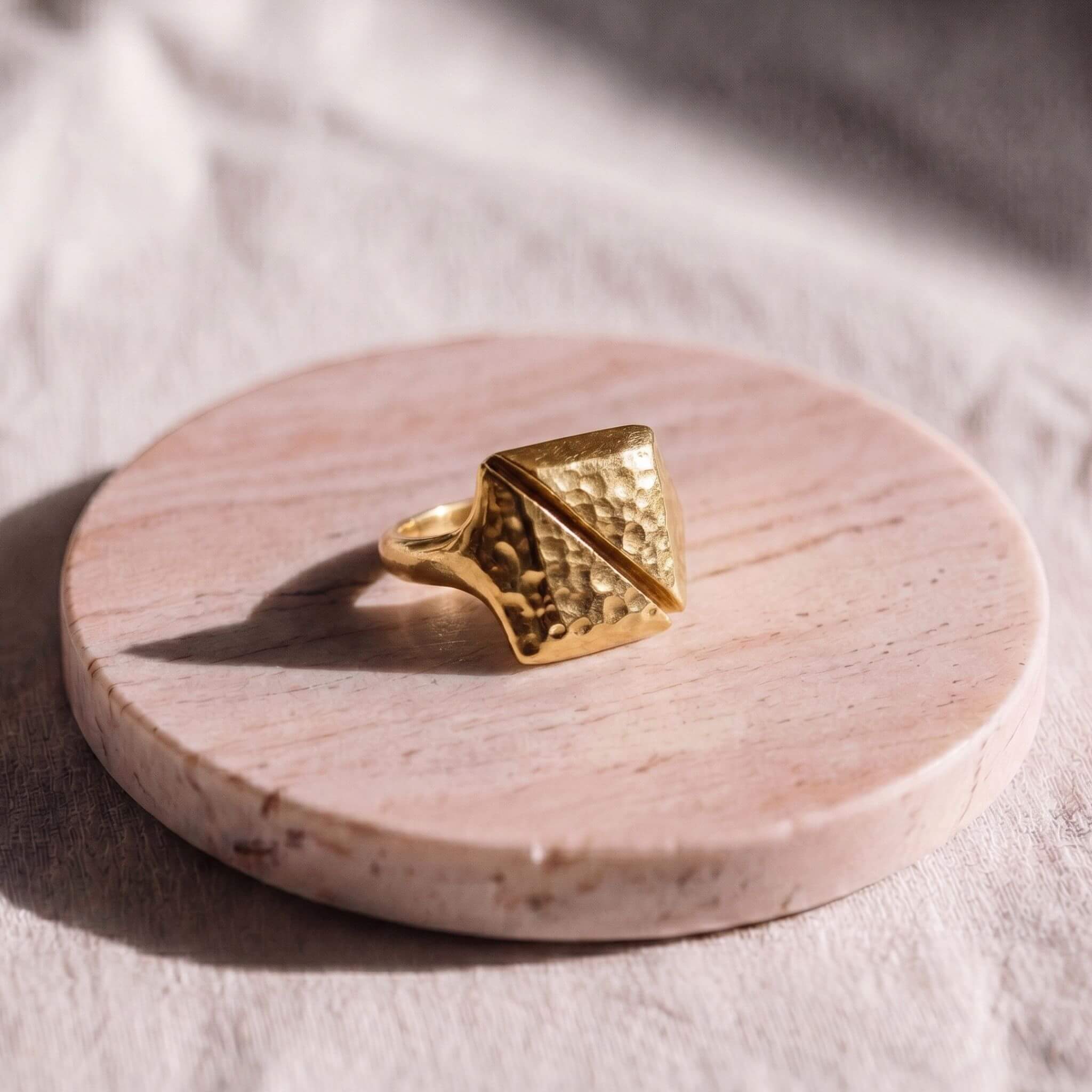 Hammered Open Brass Signet Ring for Men & Women | Athi Ecodunia