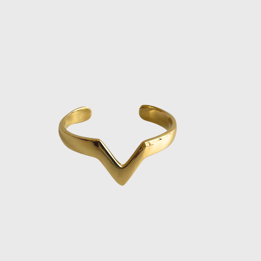 Adjustable Brass Open V-Shaped Cuff Bracelet - Nyeupe