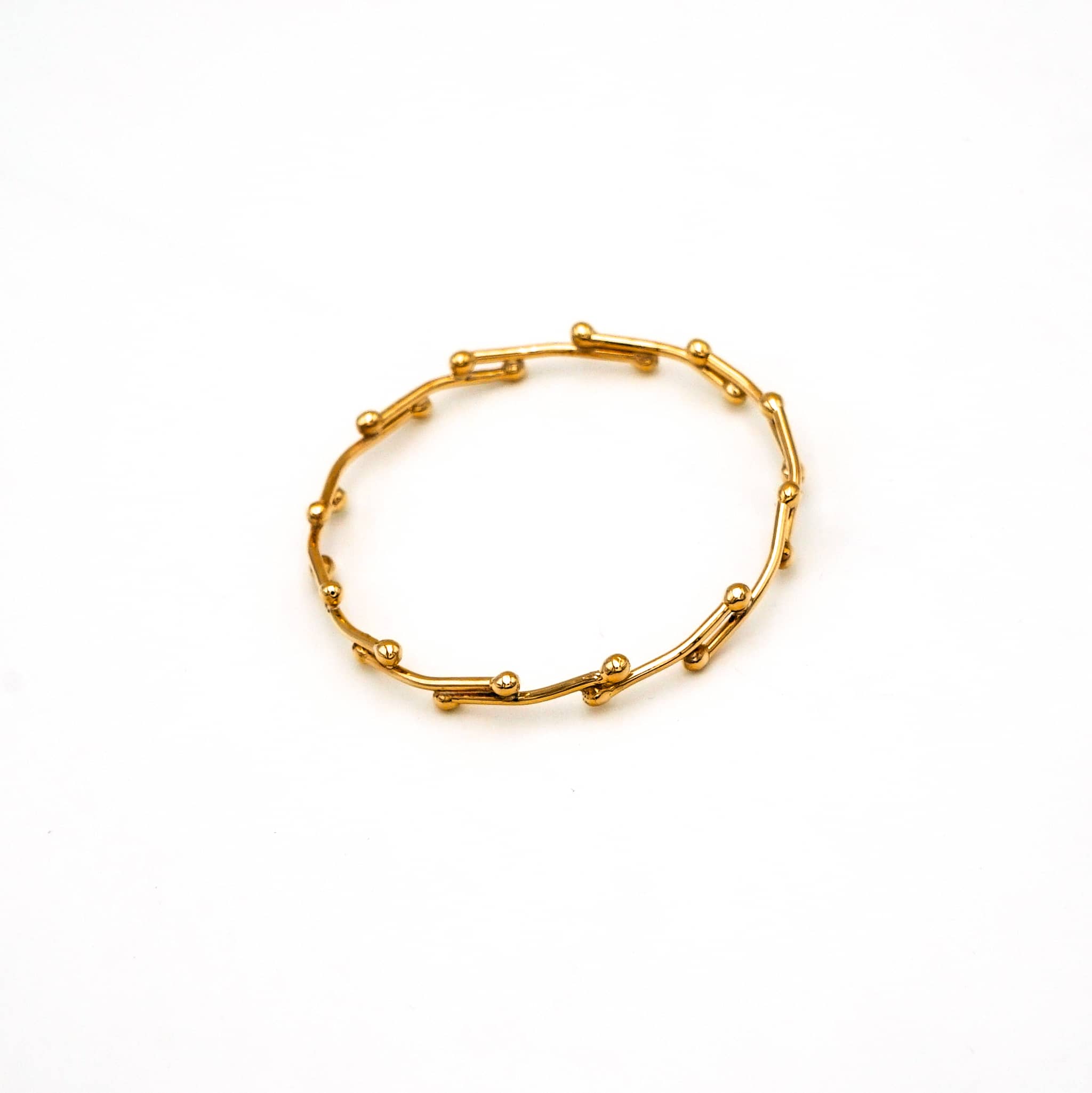 Handmade Brass Round Link Bangle - Kaya Bracelet