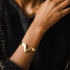 Adjustable Brass Open V-Shaped Cuff Bracelet - Nyeupe