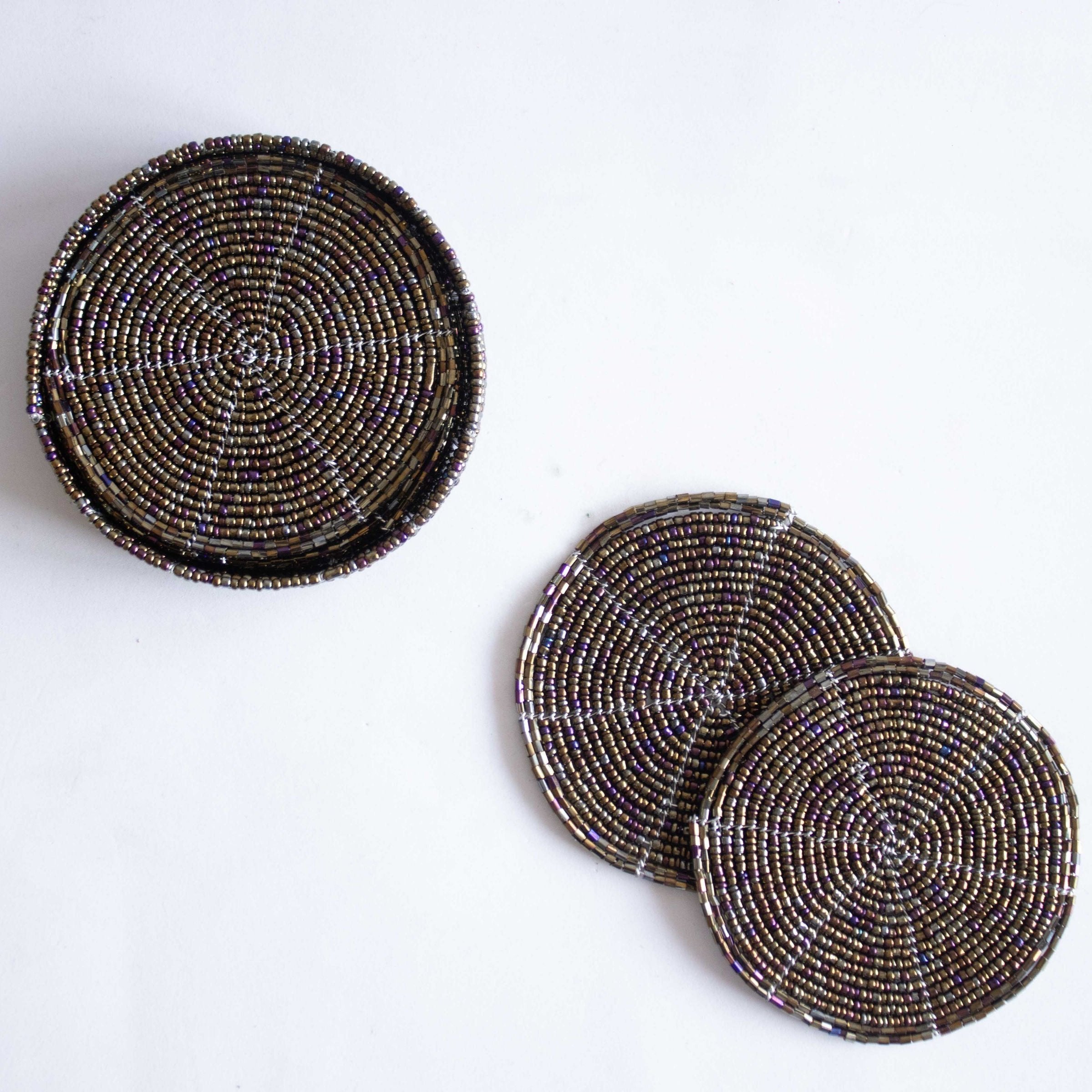 Beaded Coasters with Case - Set of Six