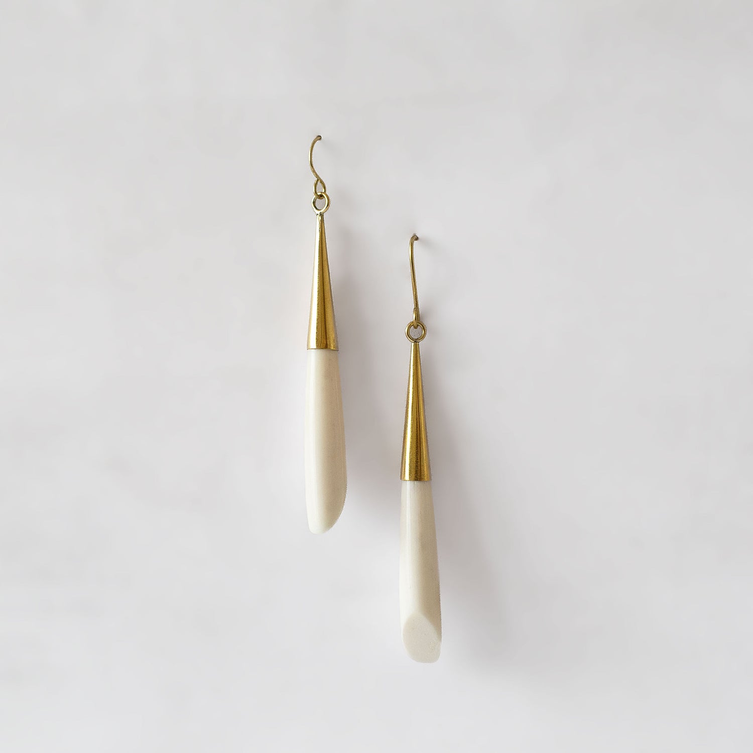 Brass Teardrop and Bone Earrings for Women - Shela