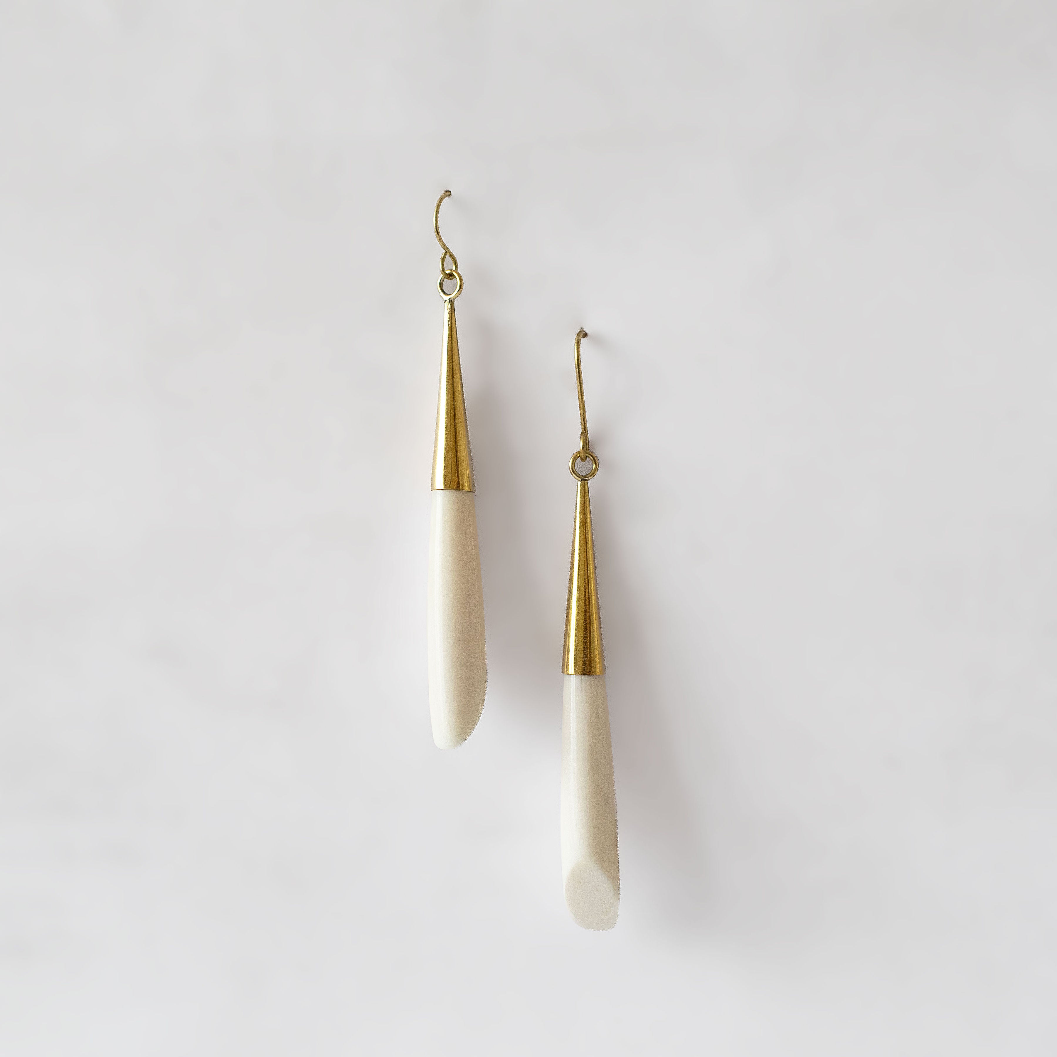 Brass Teardrop and Bone Earrings for Women - Shela