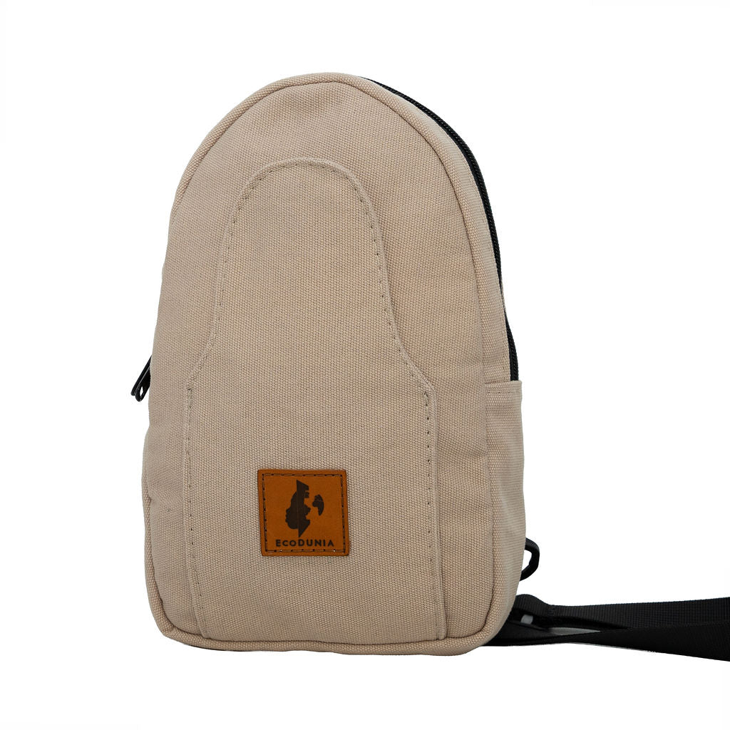 Buru canvas sling bag in sand white