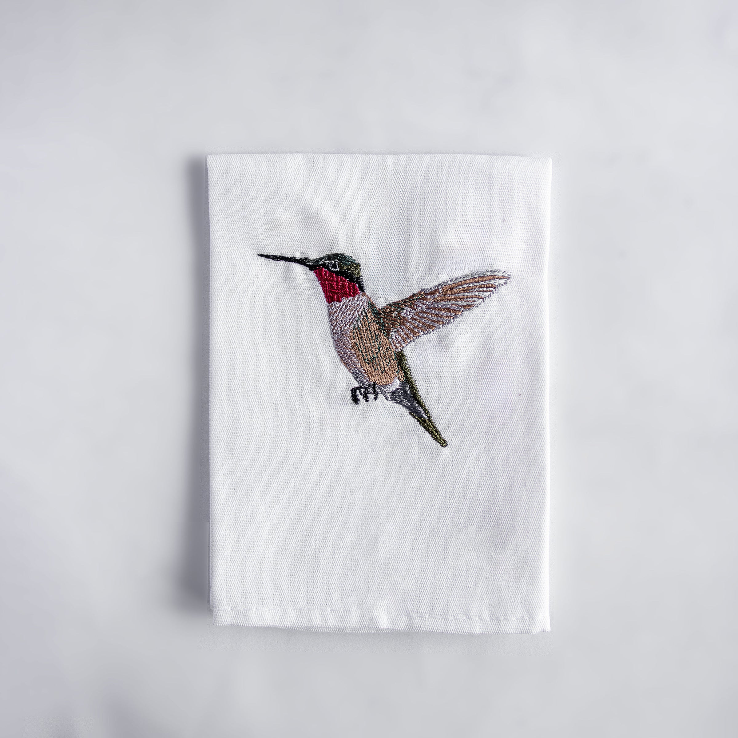 Bird Embroidered Cotton Cloth Napkins - Handmade Set #birds_humming-bird