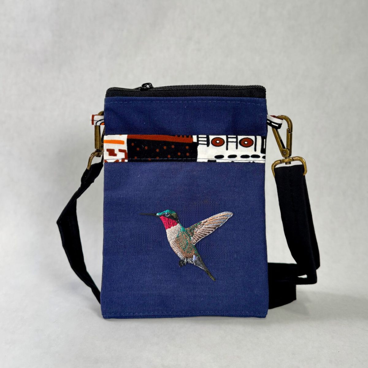Hummingbird Embroidered Canvas Crossbody Bag | Essentials