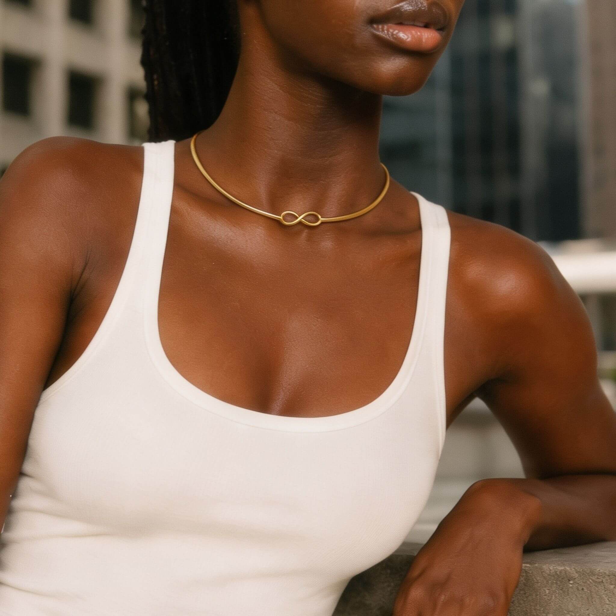 Infinite Cuff Brass Choker Necklace | Saya - EcoDunia