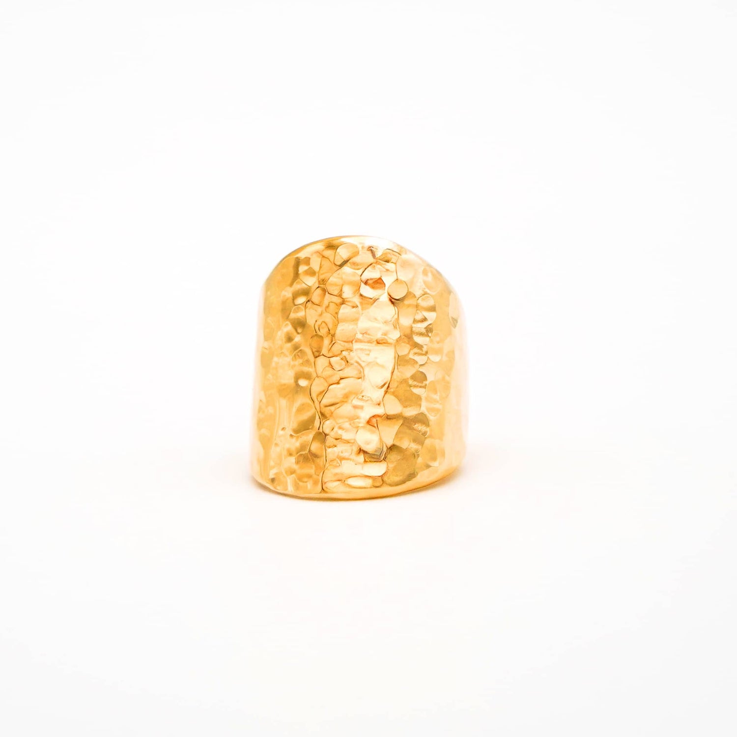 Kisa Brass Hammered Concave Ring
